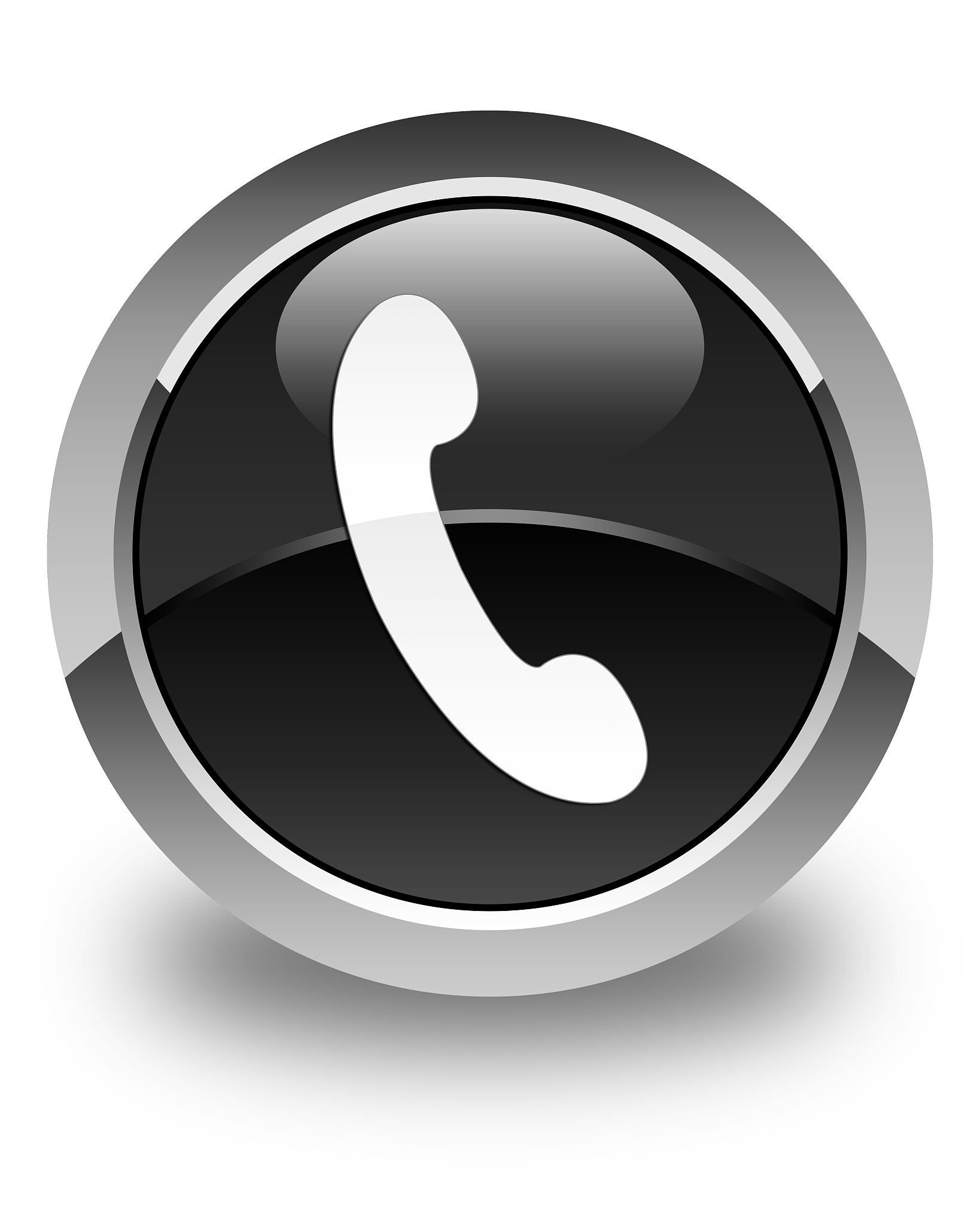 phone icon glossy black round button