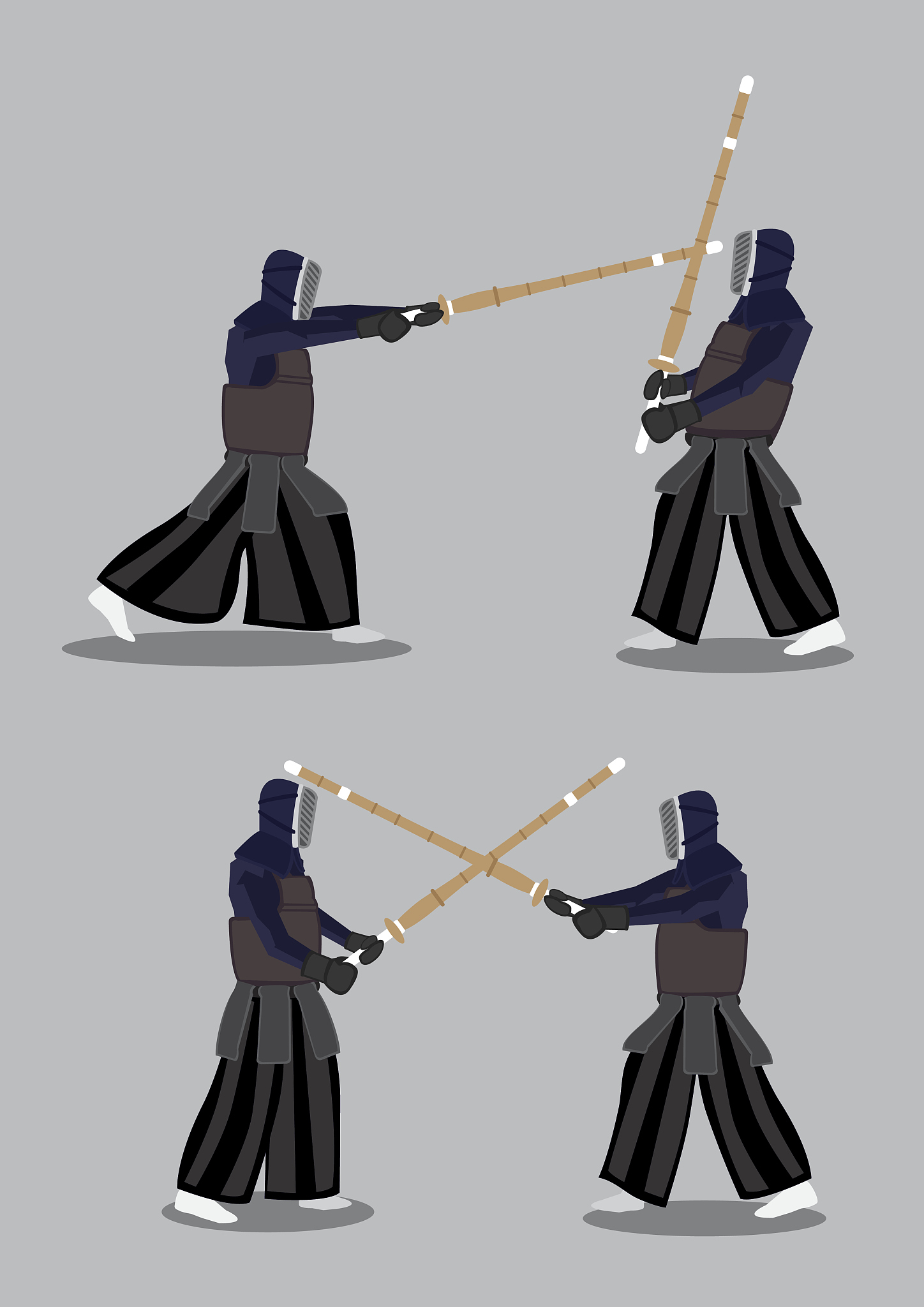 vector characters kendo martial arts combat sports