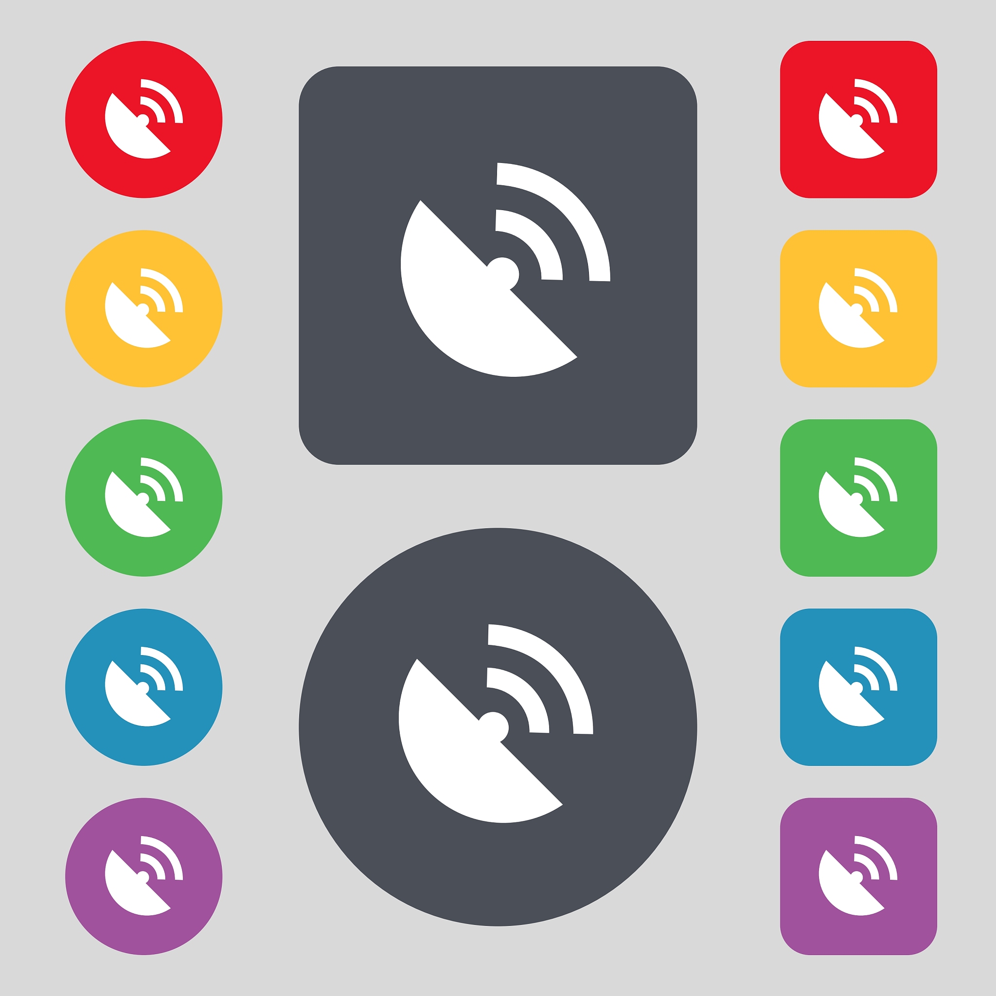 gps icon flat modern set colourful buttons