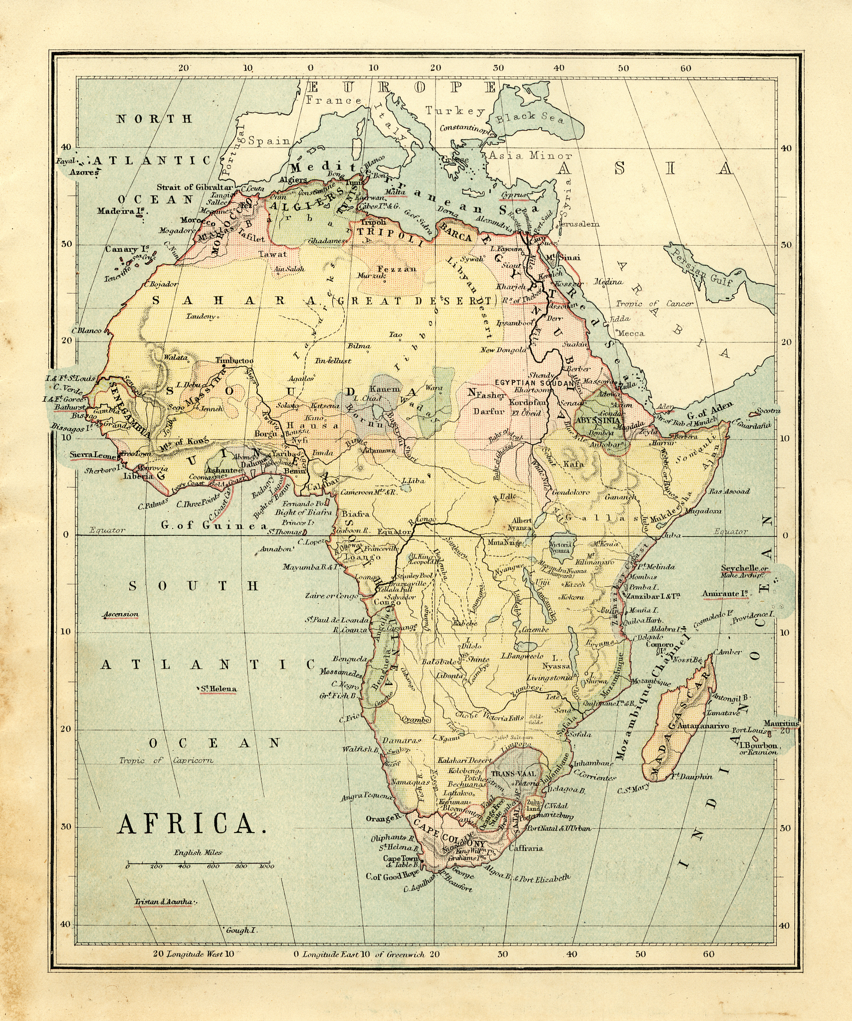 mid-victorian map of africa