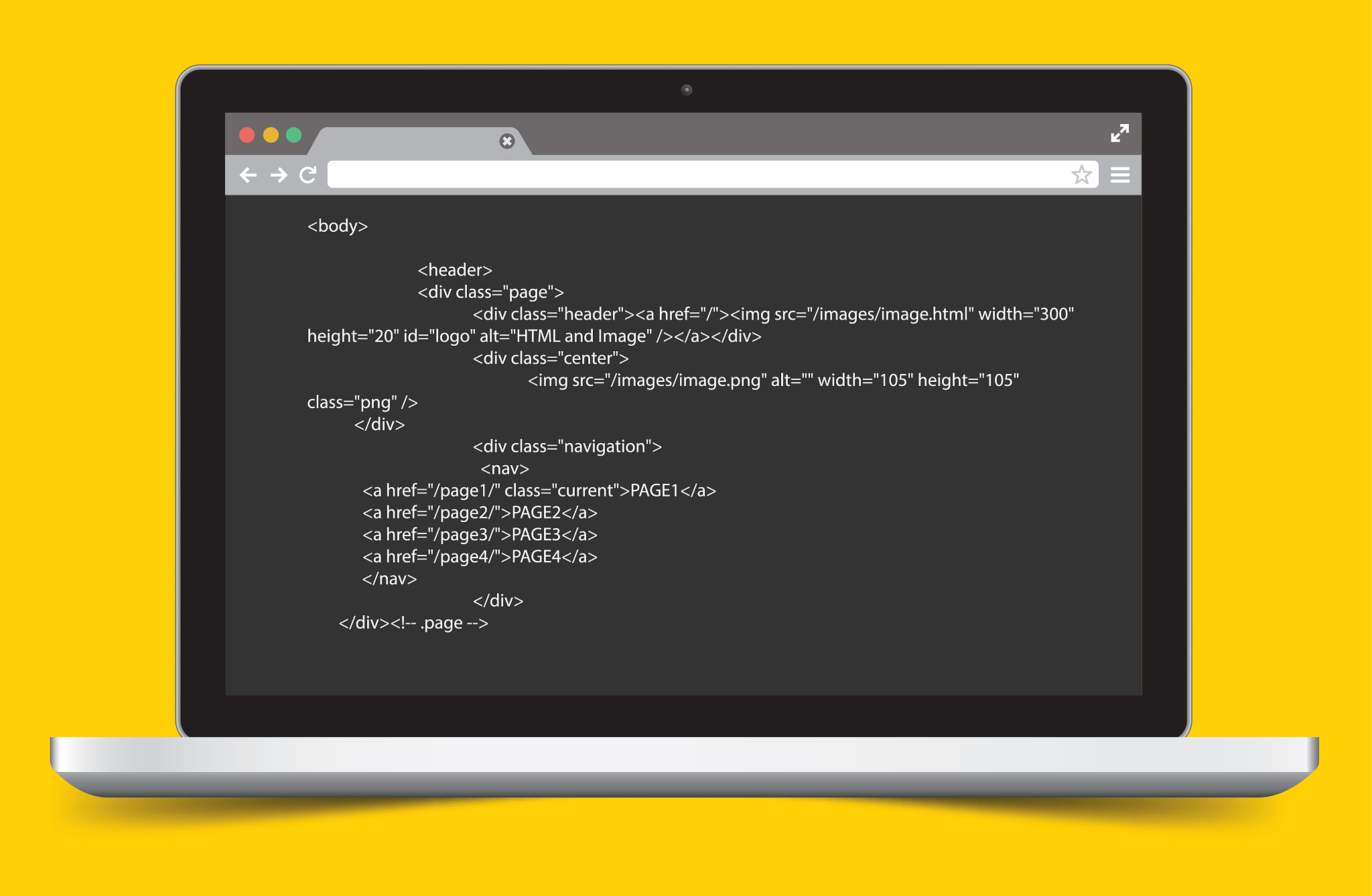 html code on computer screen