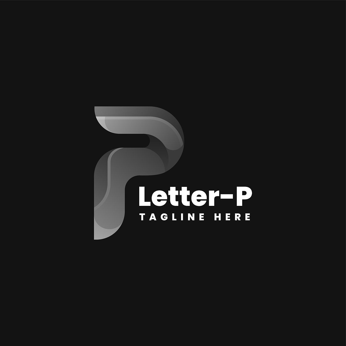 矢量标志插图字母p梯度彩色风格.