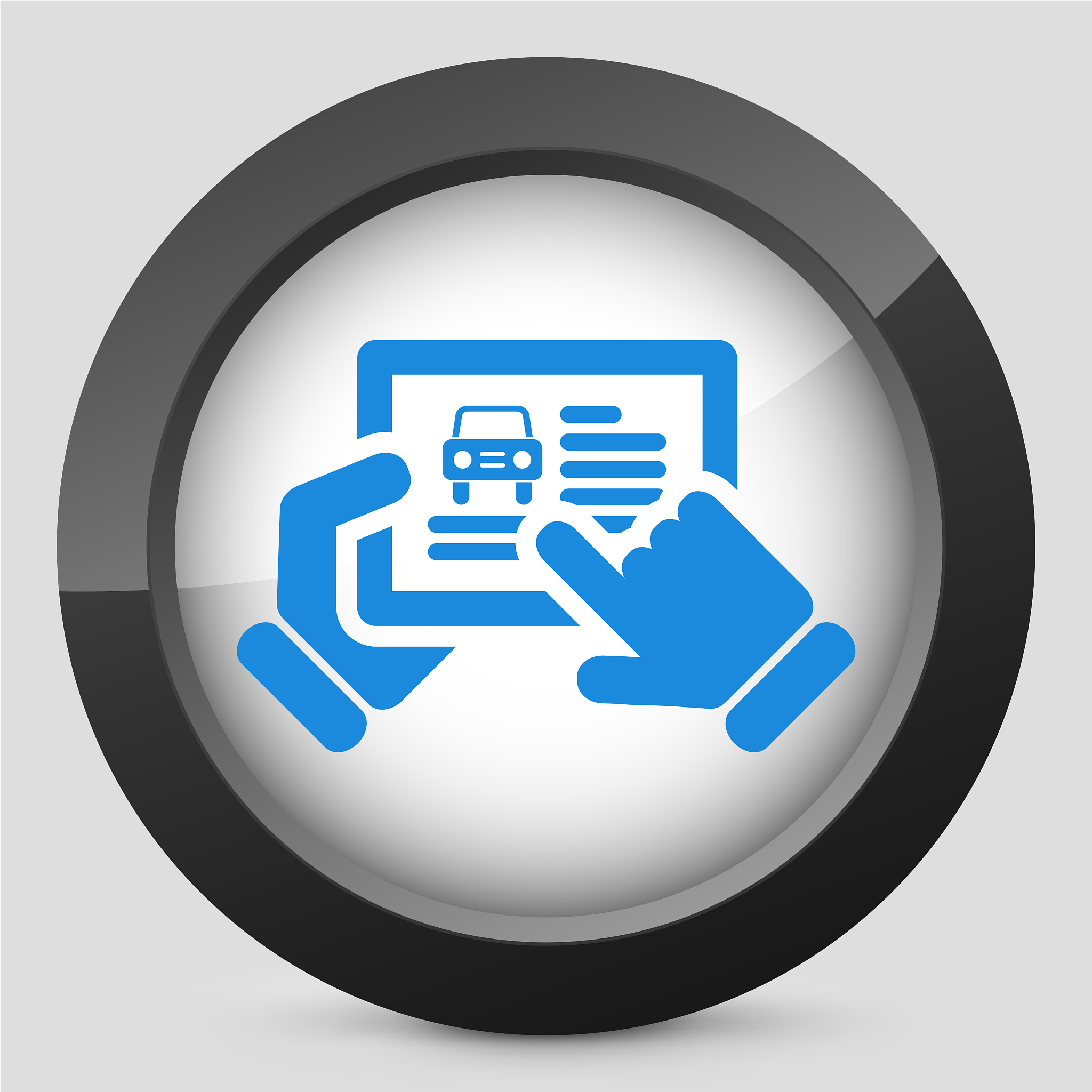 car website icon on tablet