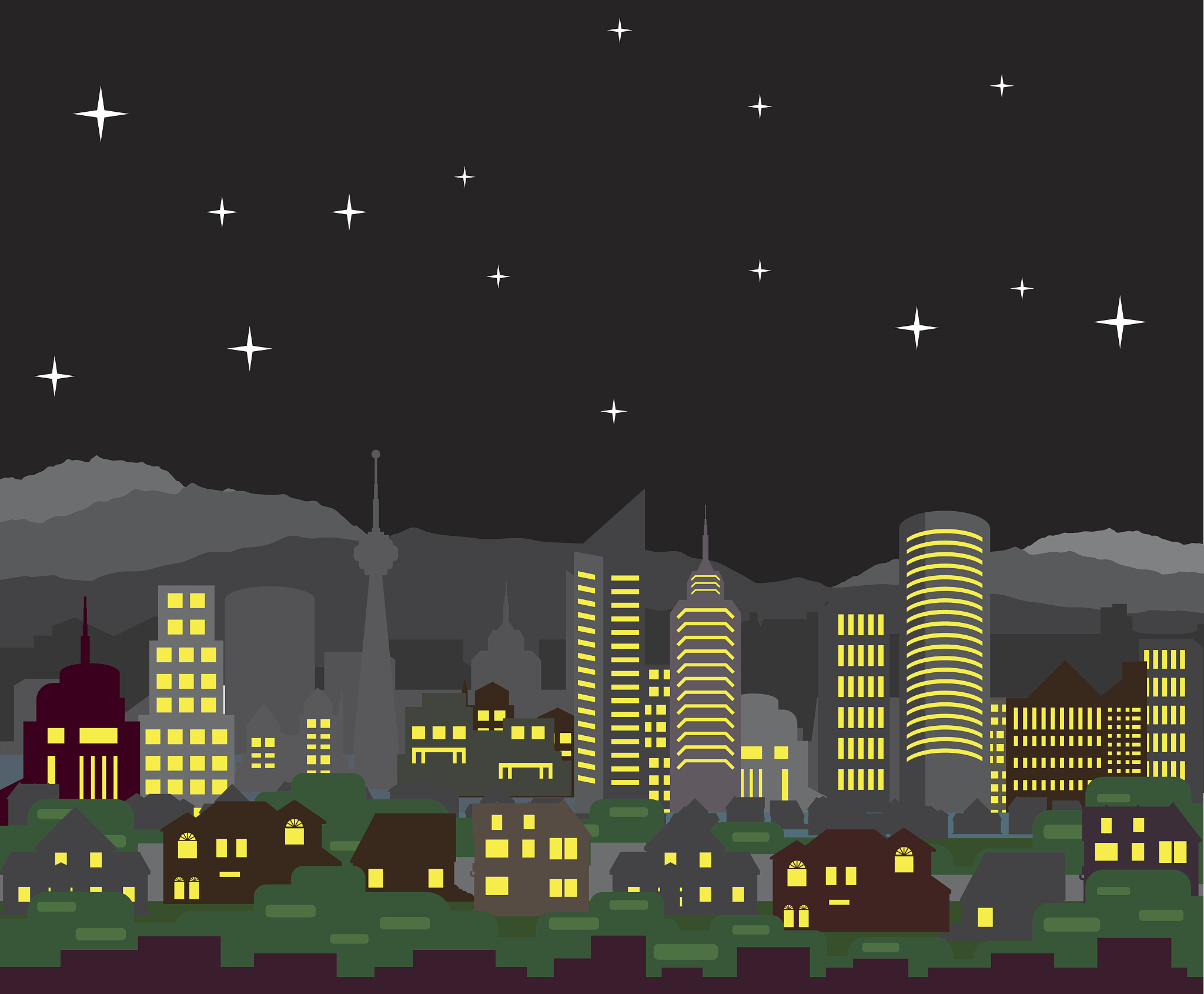 GPT 生成夜景城市画作：繁华与浪漫的交织