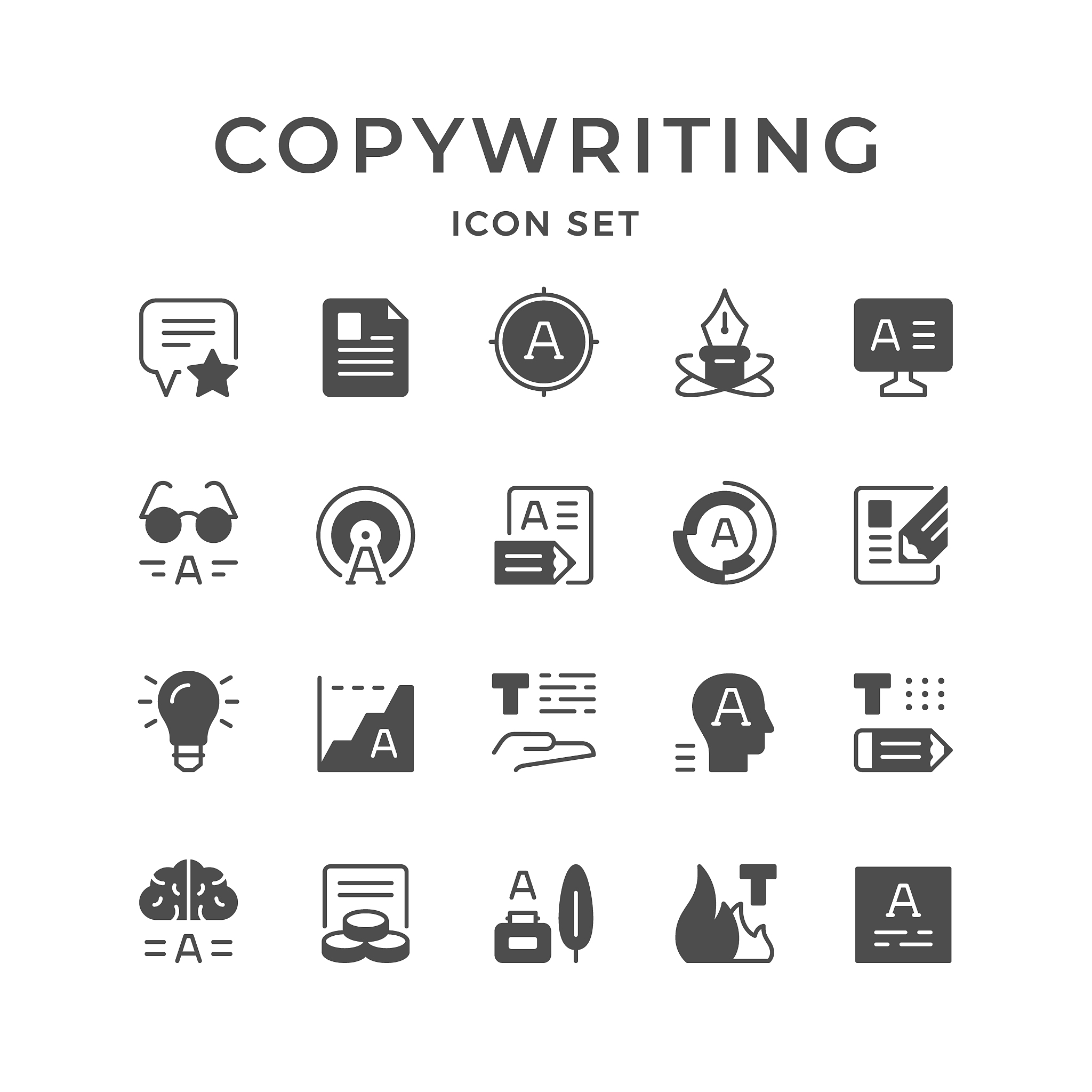 set icons of copywriting