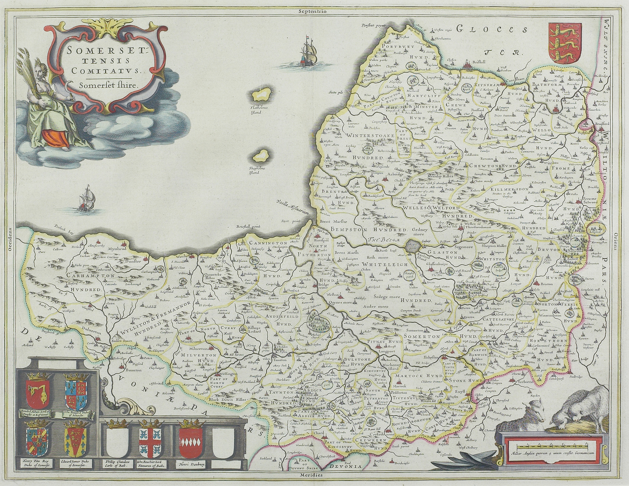 map of somerset , england