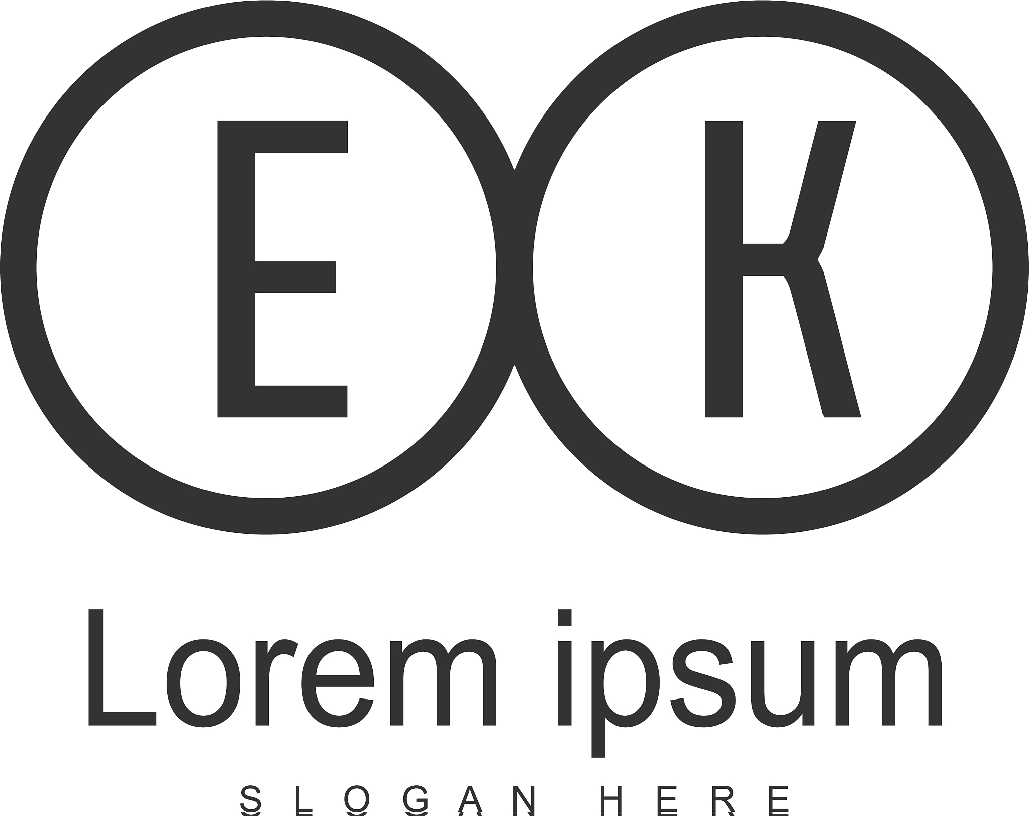 initial ek logo template with modern frame