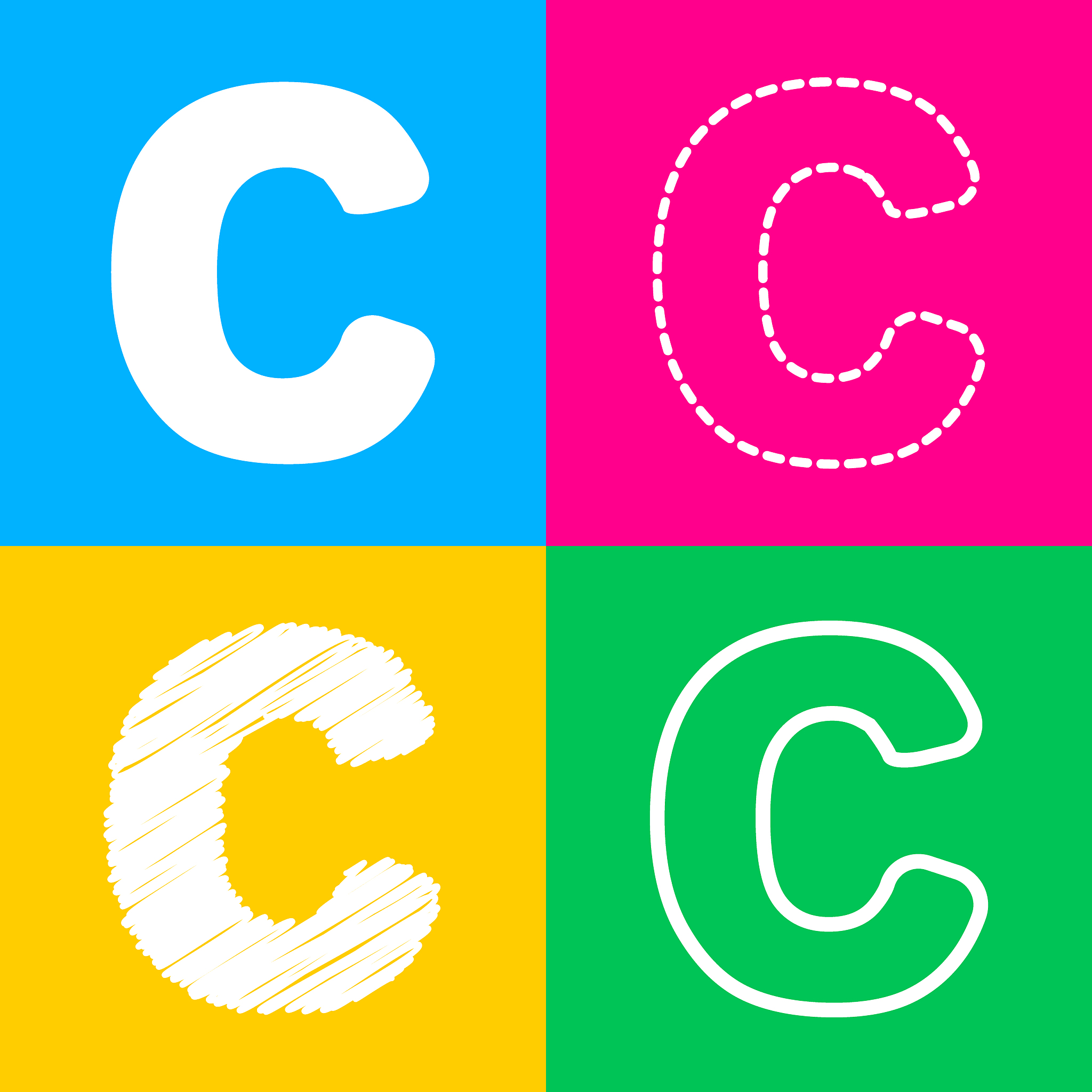 letter c sign design template element four styles