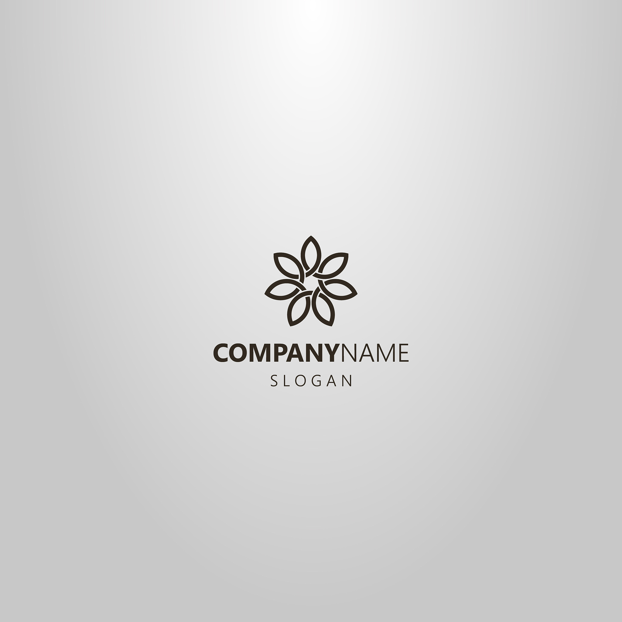 simple vector line art logo of a seven-petal flower