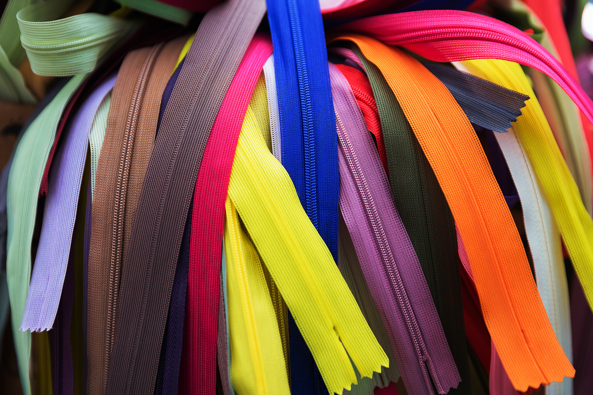 bunch of multicolored zippers