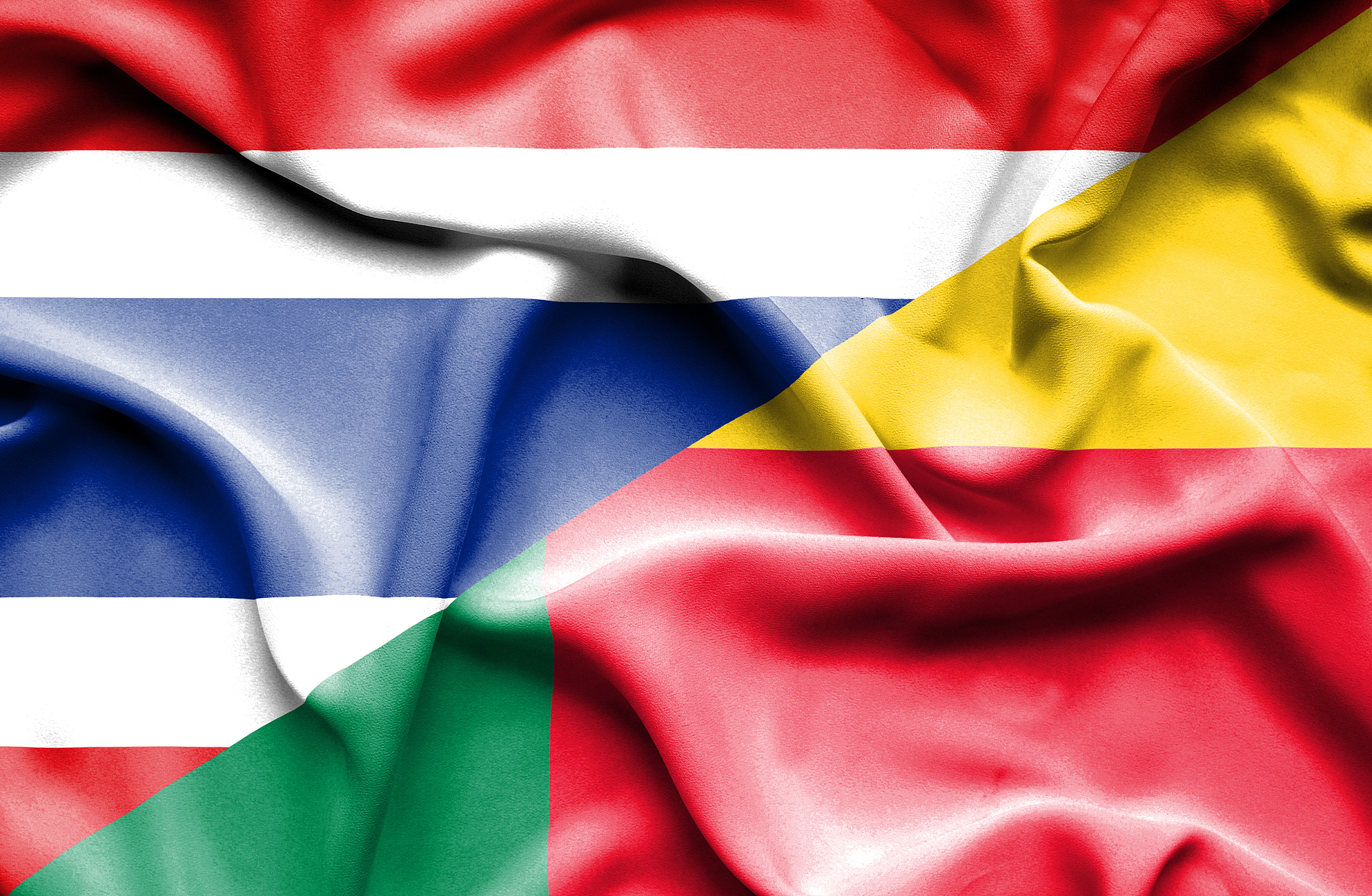 waving flag of benin and thailand