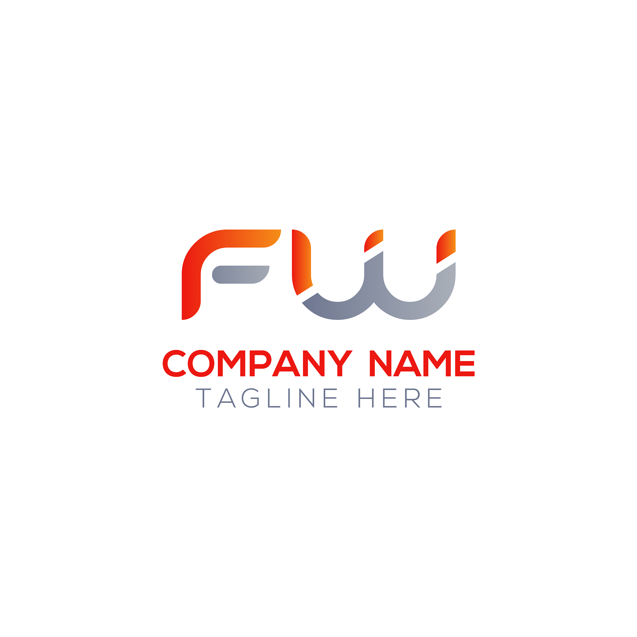 initial letter fw logo design template creative