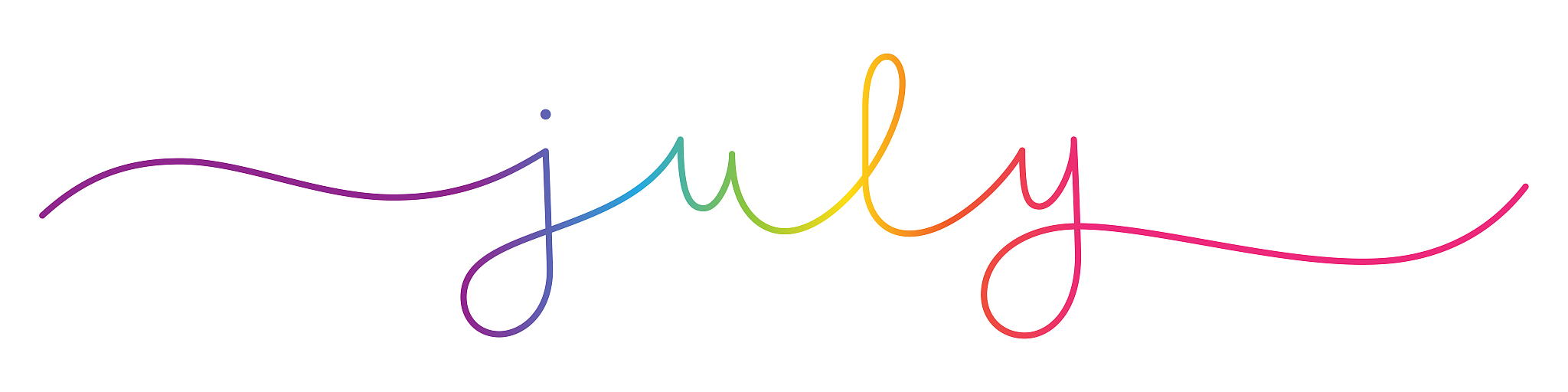 july colorful monoline calligraphy banner