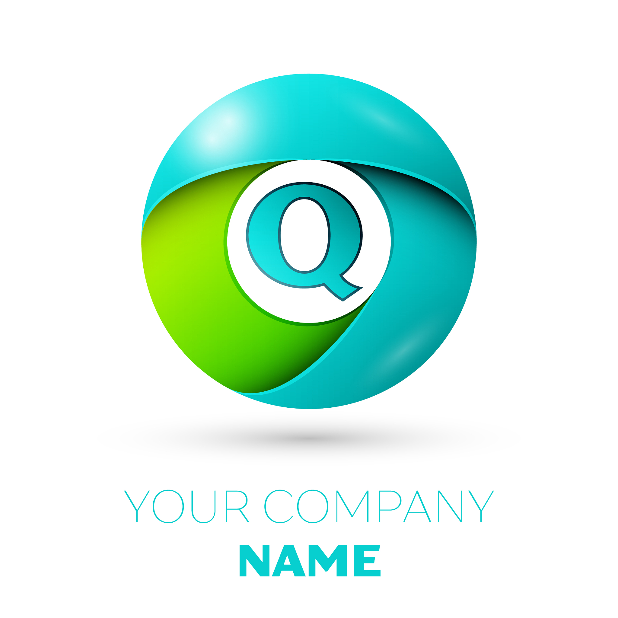realistic letter q logo in colorful circle