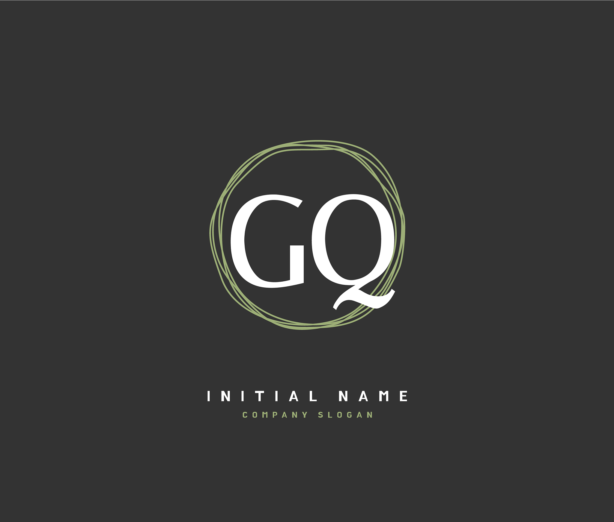 g q gq beauty initial logo handwriting logo of