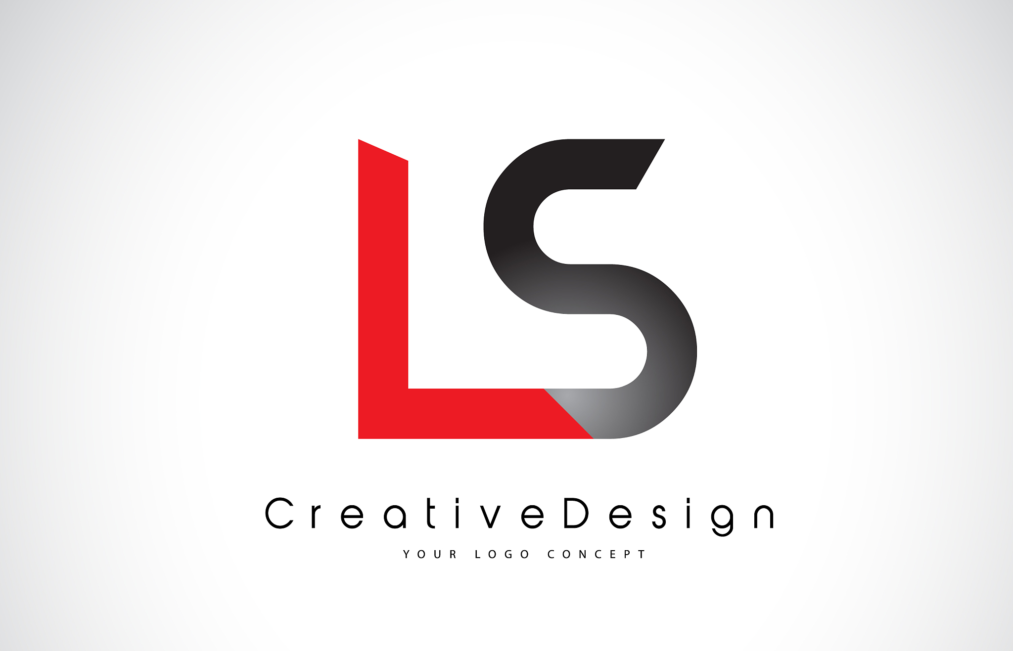 red and black ls l s letter logo design creative