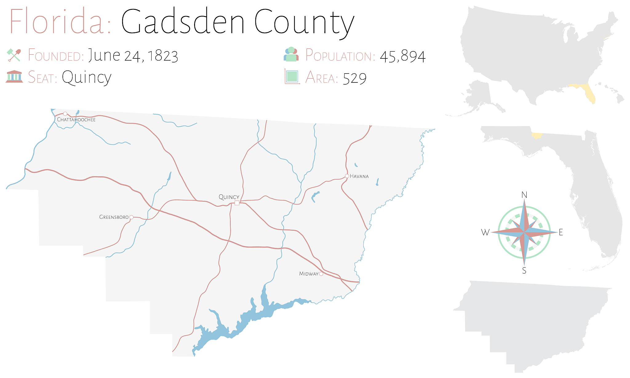 map of gadsden county in florida