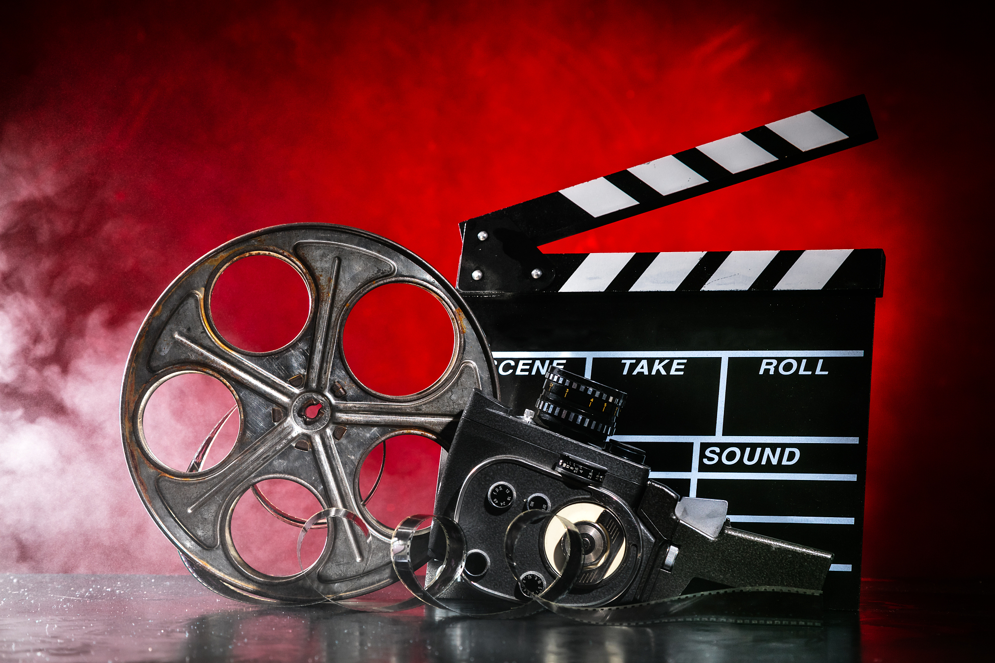 retro film production accessories still life