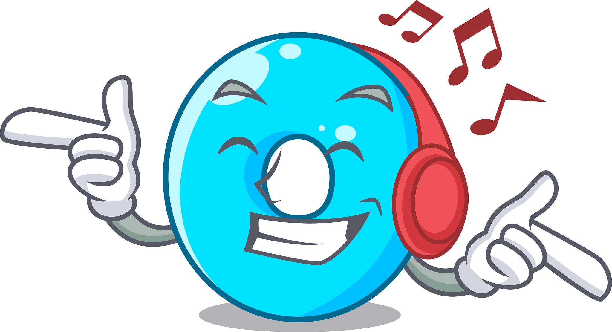 listening music cartoon the number zero color blue
