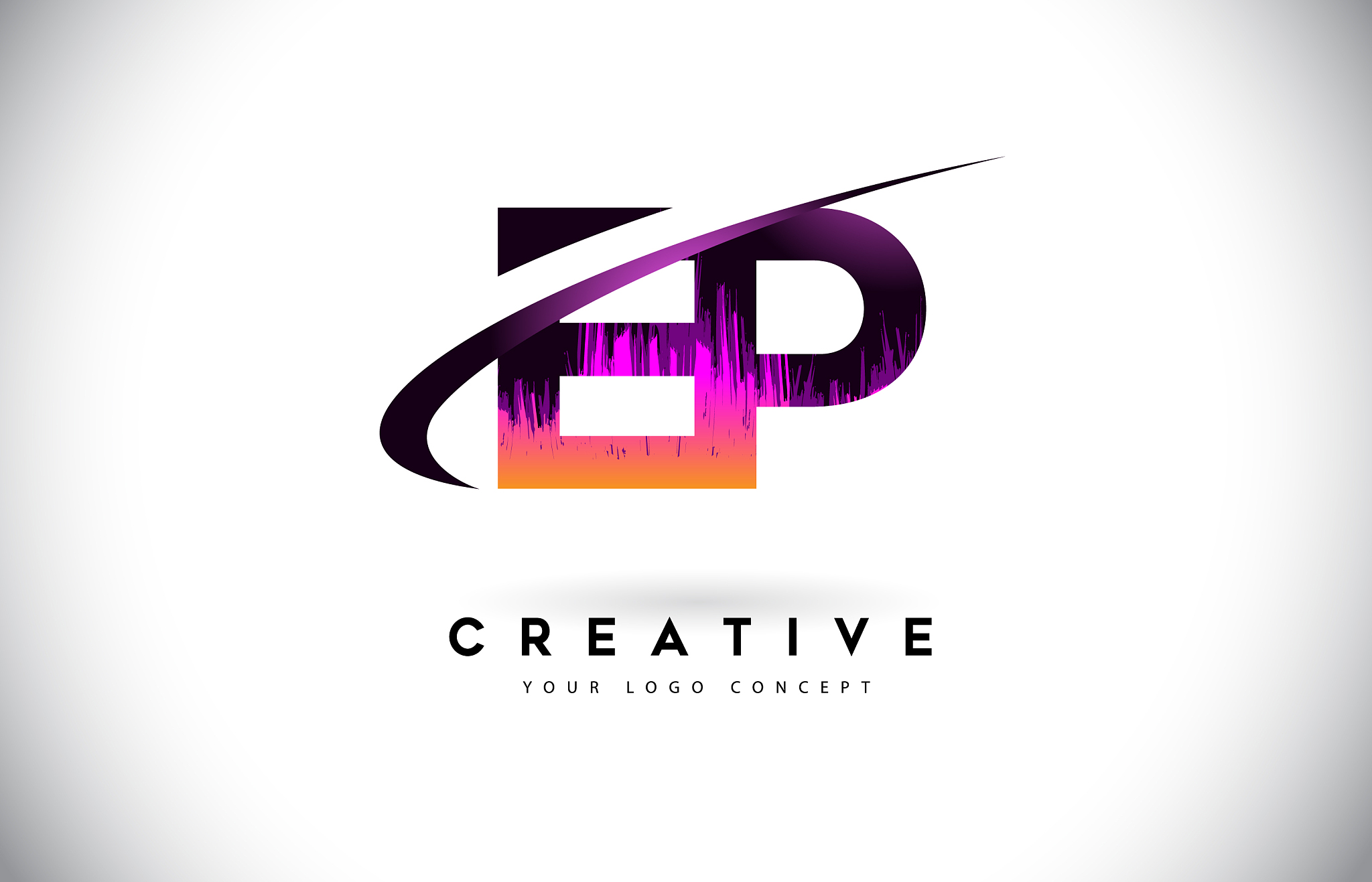 ep e p grunge letter logo with purple vibrant