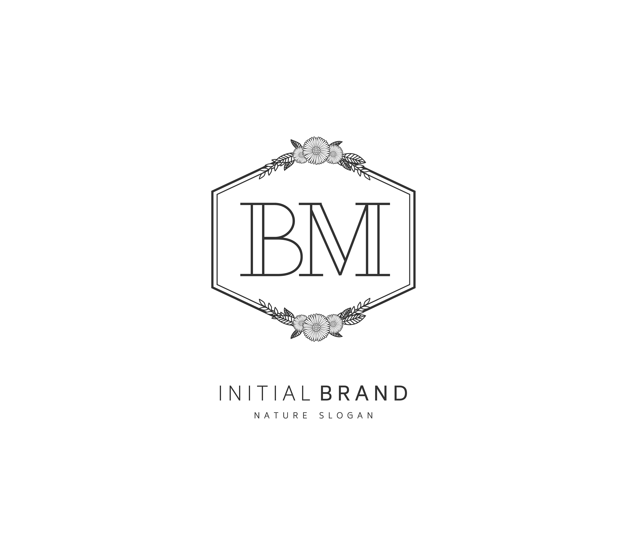 b m bm beauty initial logo handwriting logo of