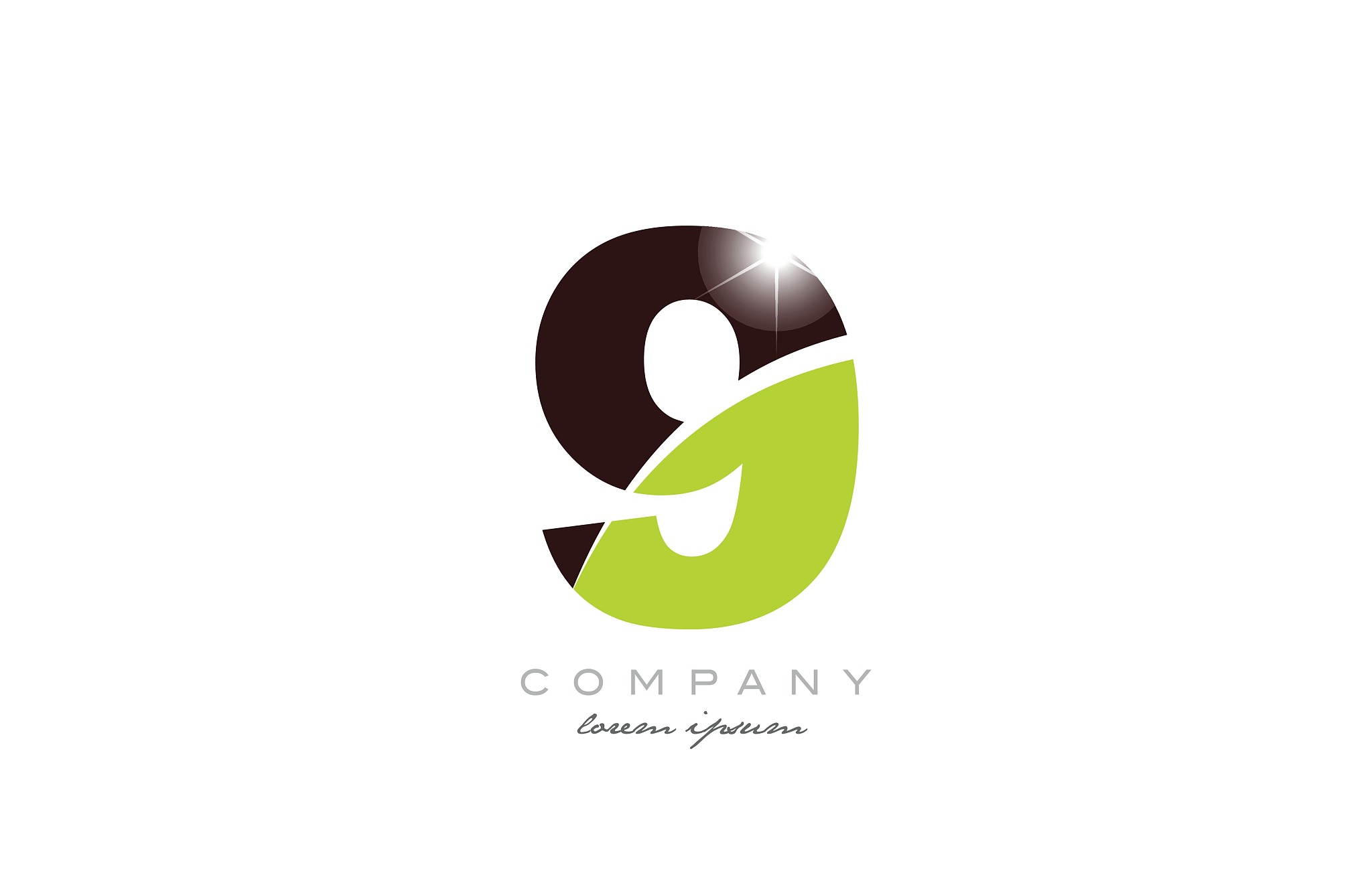number 9 in green and brown color for logo icon design