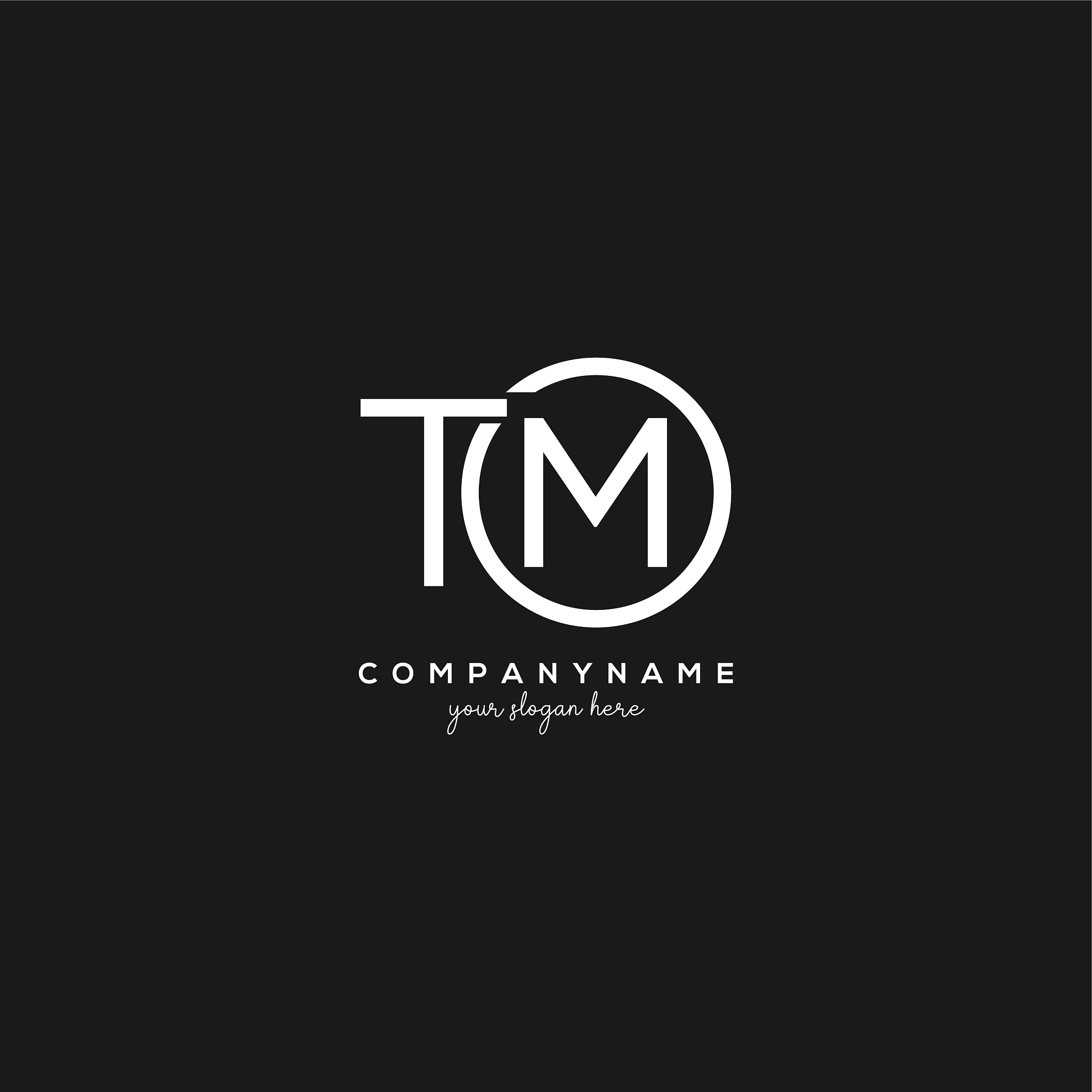 initial tm letter logo with circle template