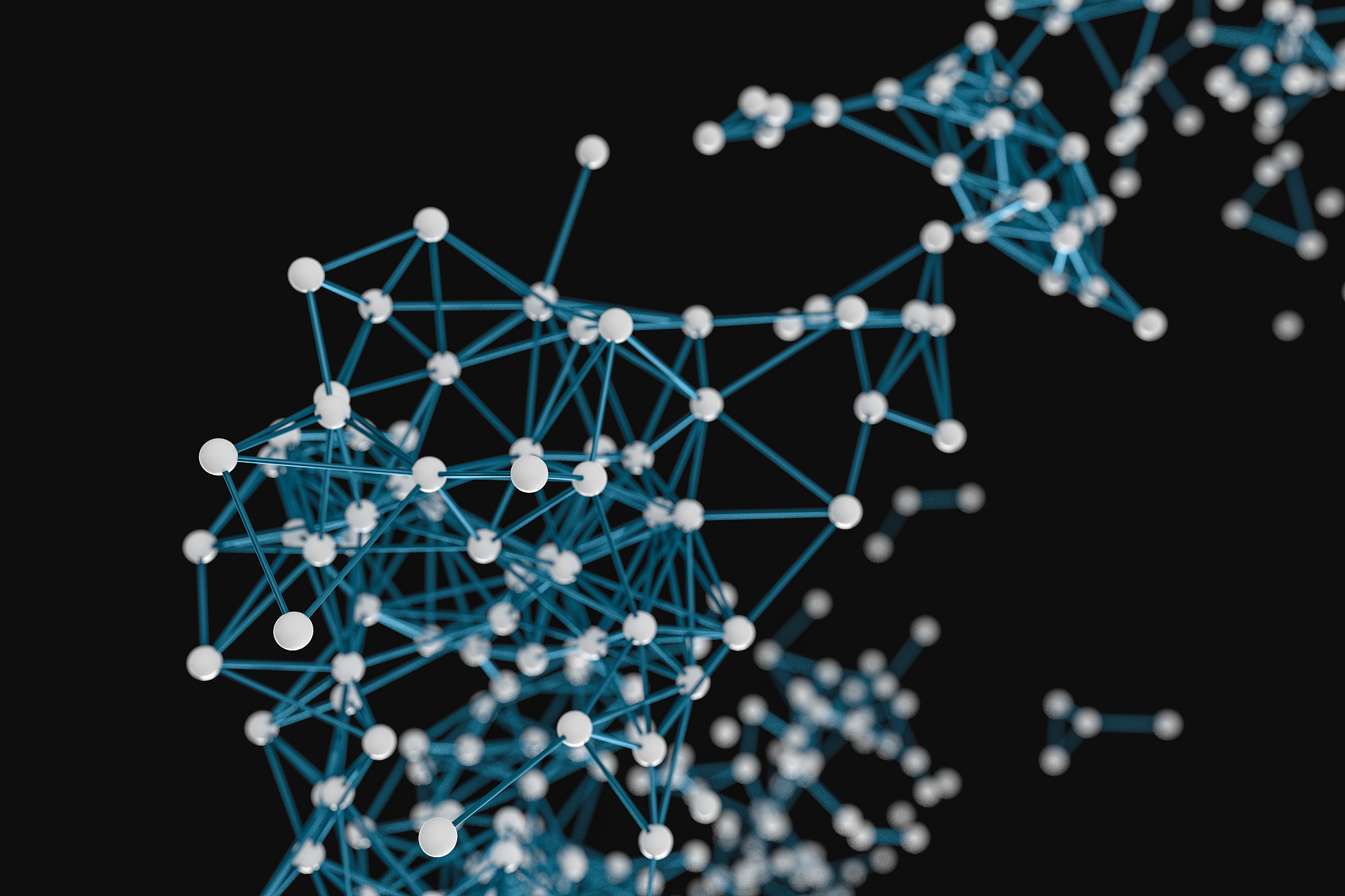 gene lines and nodes, biological gene structure, 3d rendering.