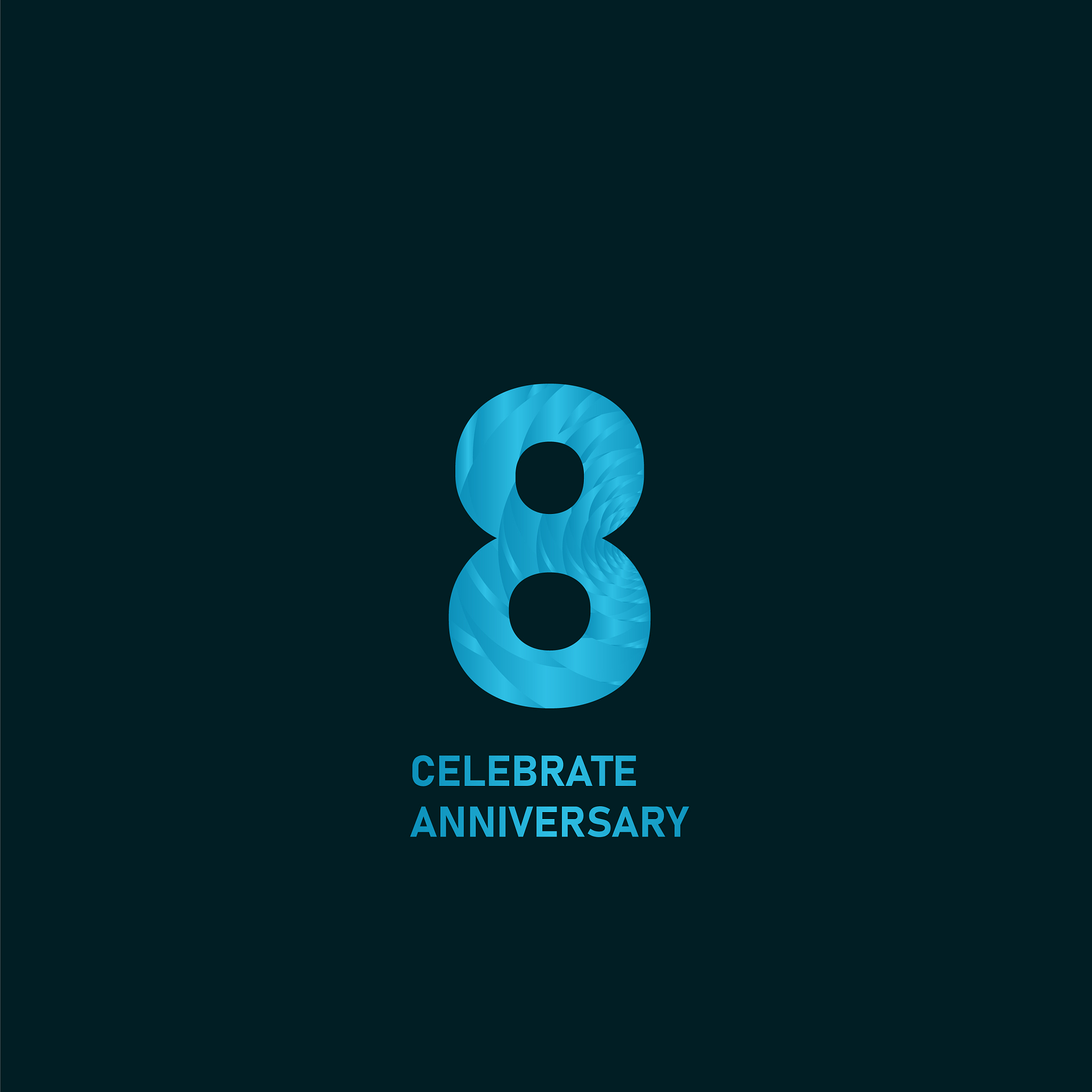 8 year anniversary aqua color template design