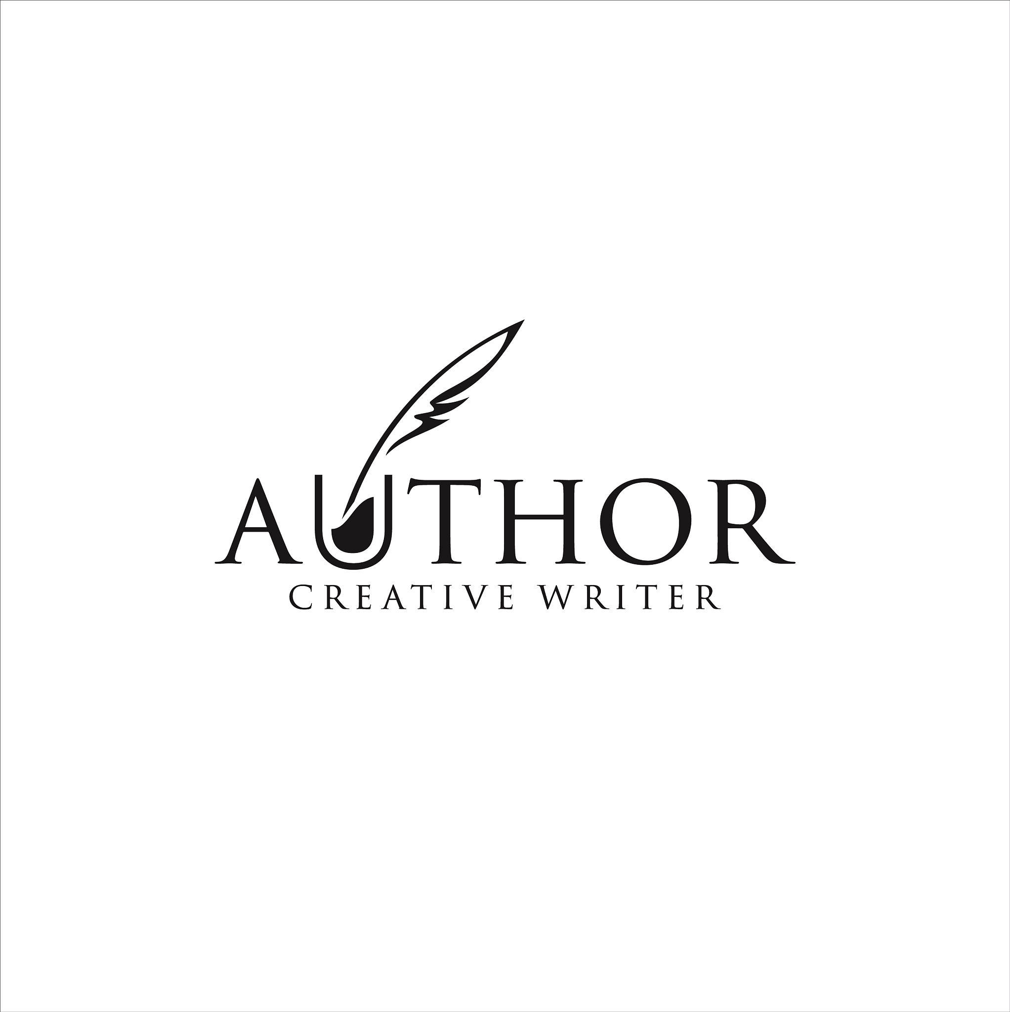 pen feather author write logo design vintage