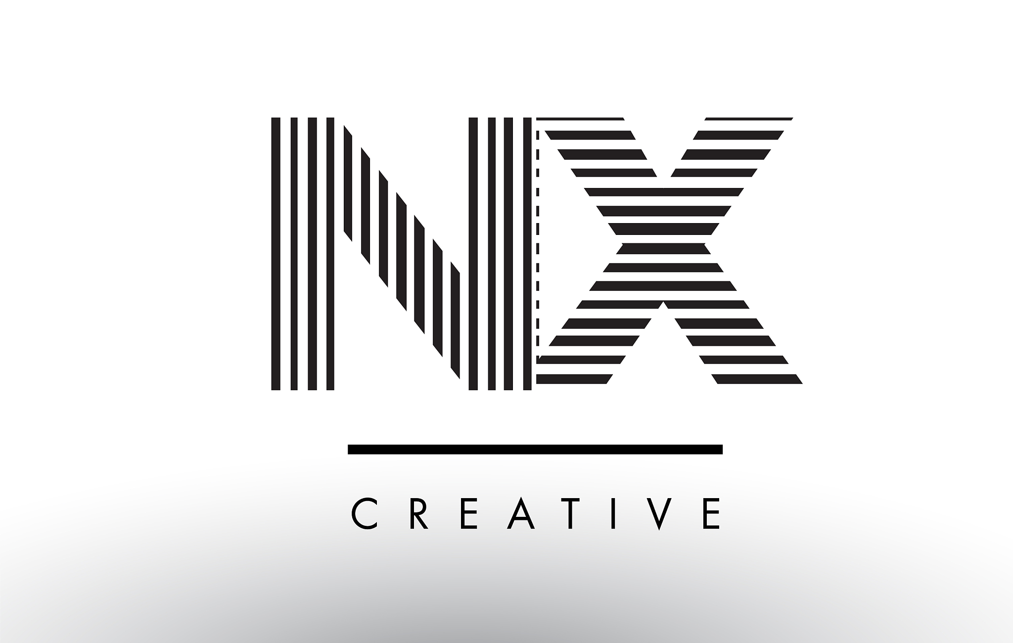 nx n x black and white lines letter logo design