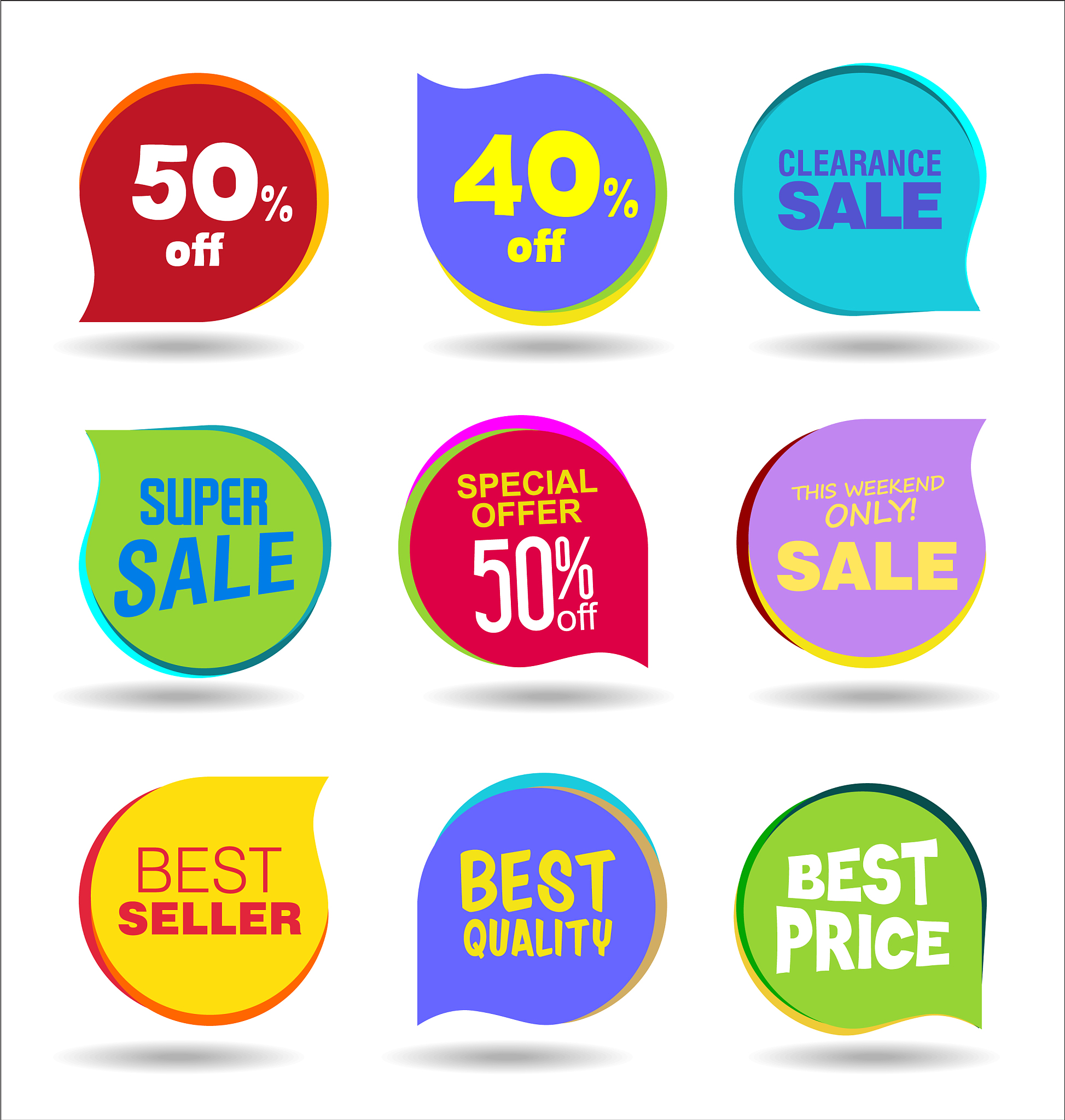 super sale discount tags and stickers collection