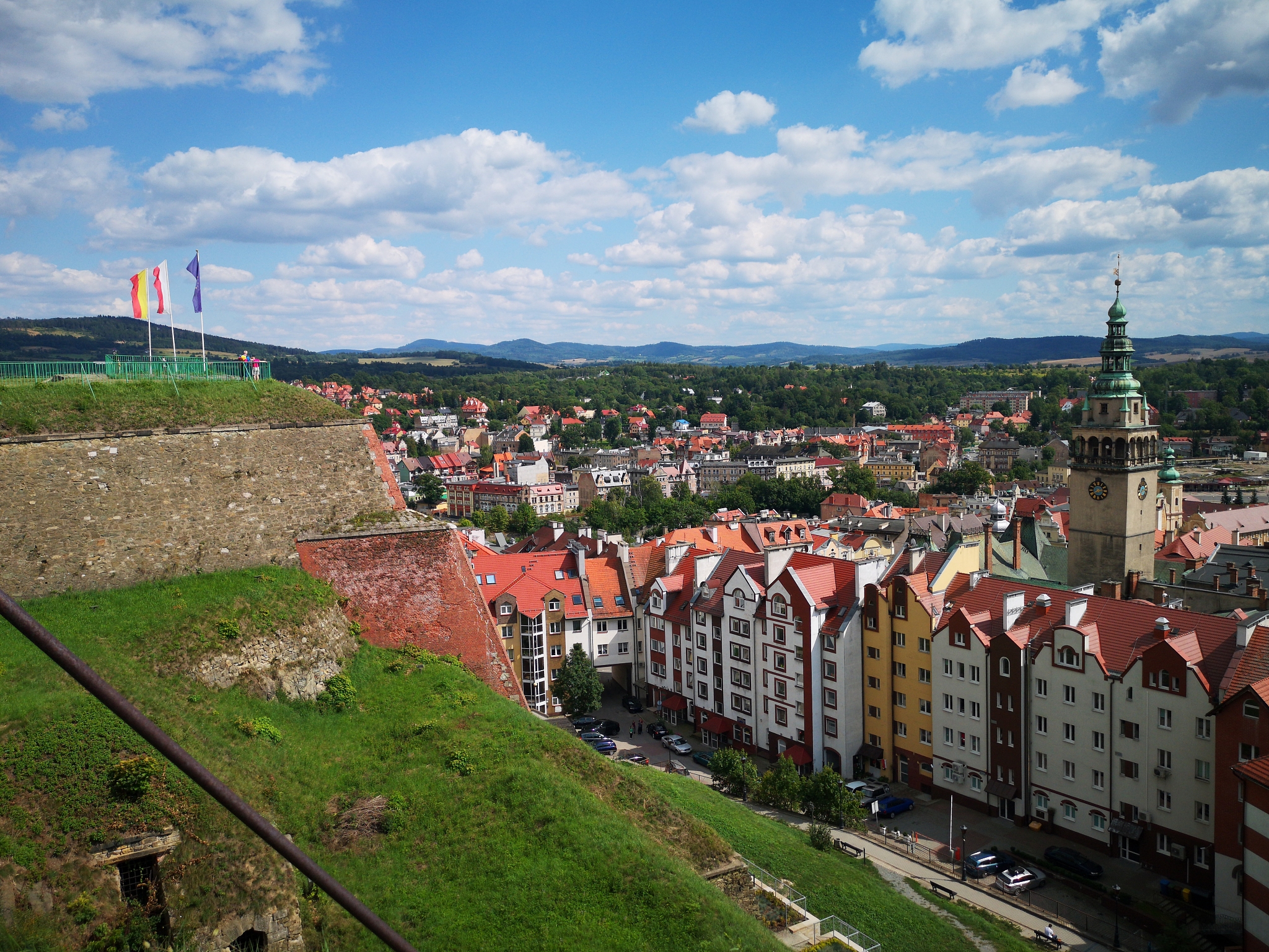 high angle shot of townscape against sky