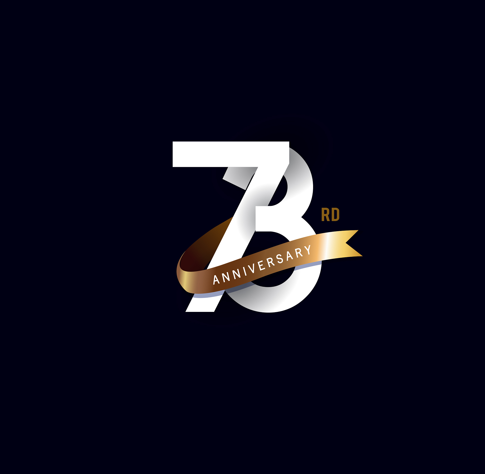 73rd anniversary icon with gold ribbon. template design for web,