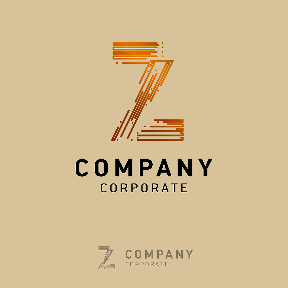 z company logo design with visiting card vector