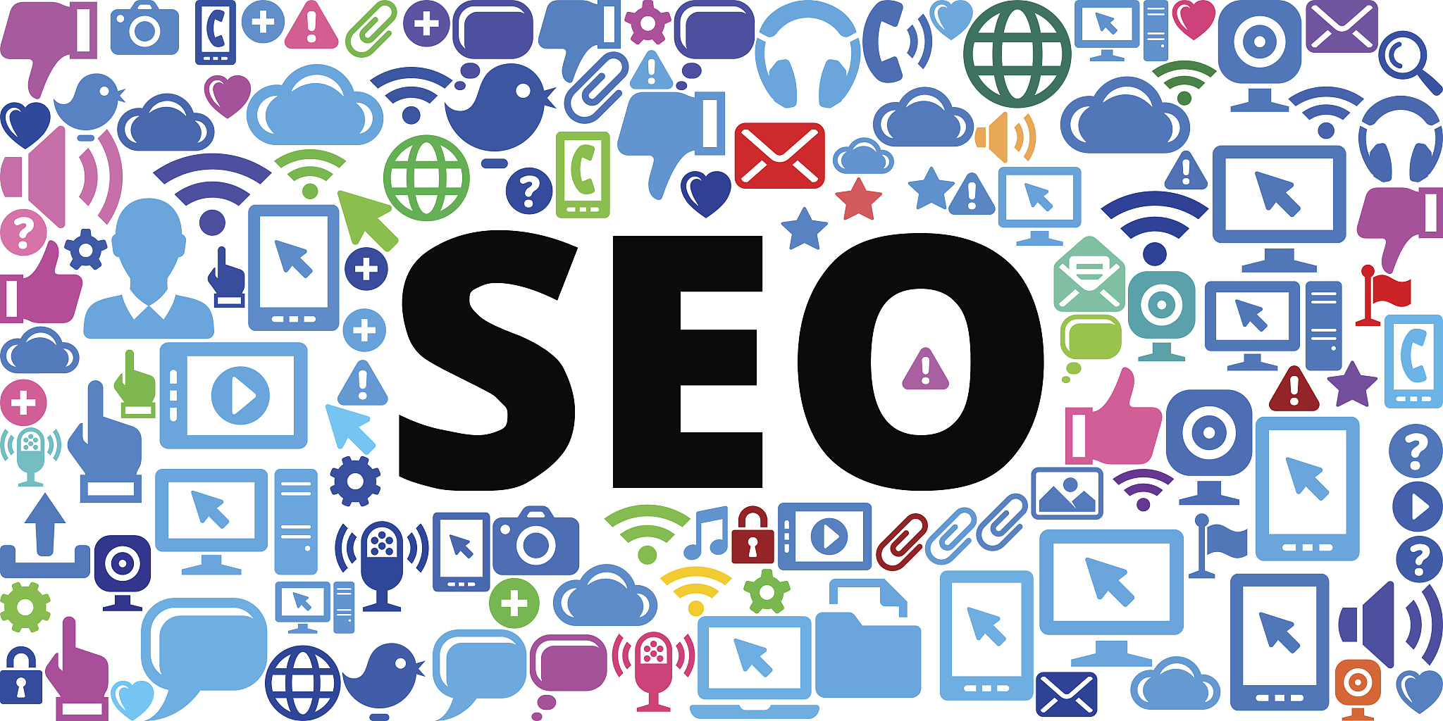 seo on technology internet communications vector icon background