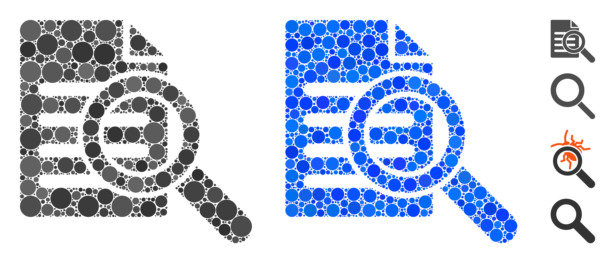search document composition icon circles
