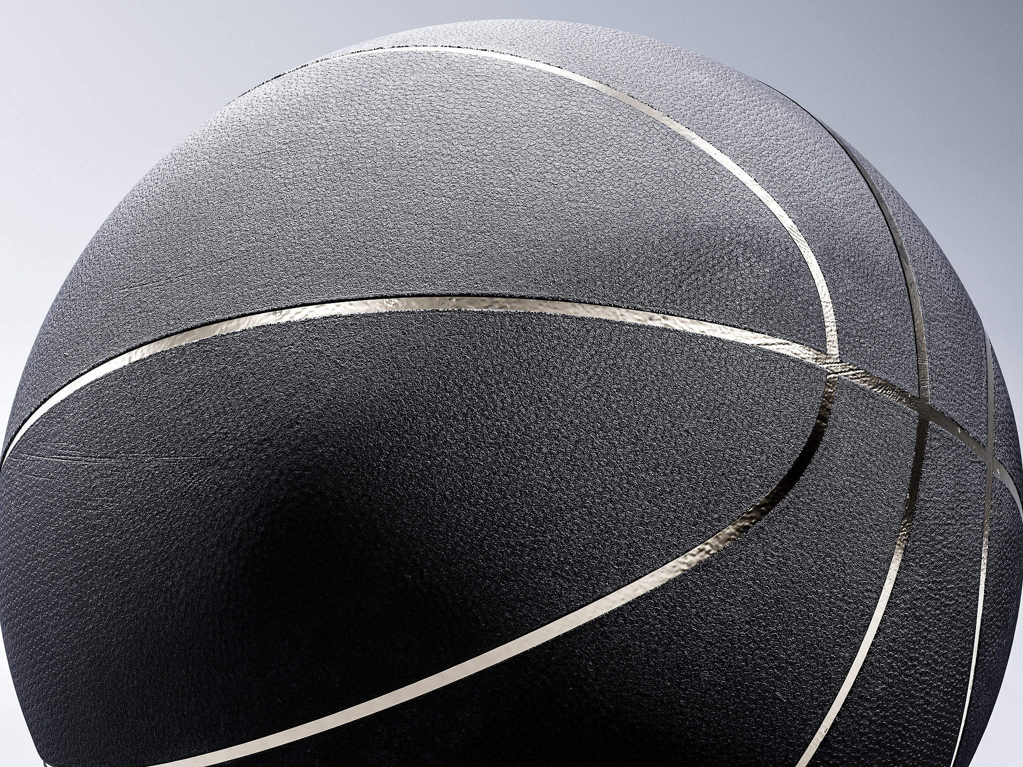 metalic basketball close-up on studio background