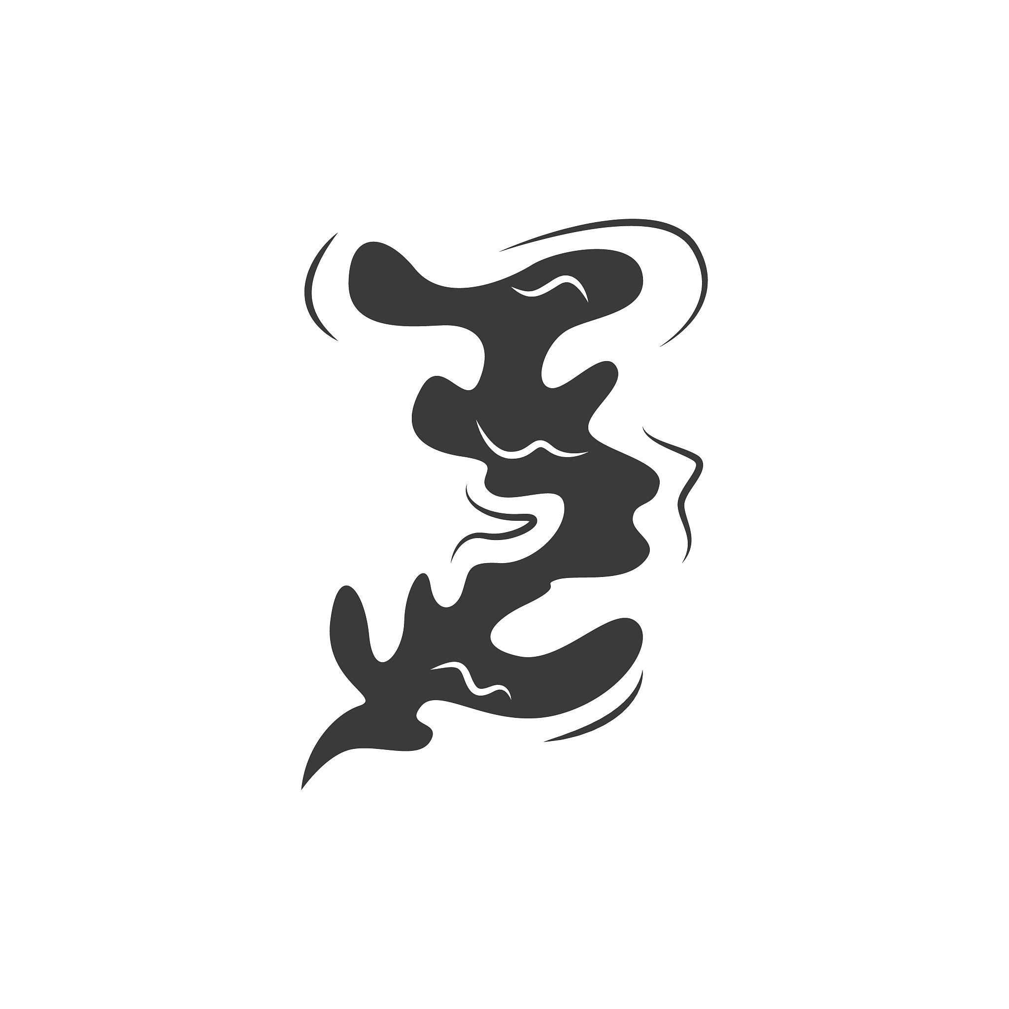 hand drawn simple black smoke cloud silhouette icon