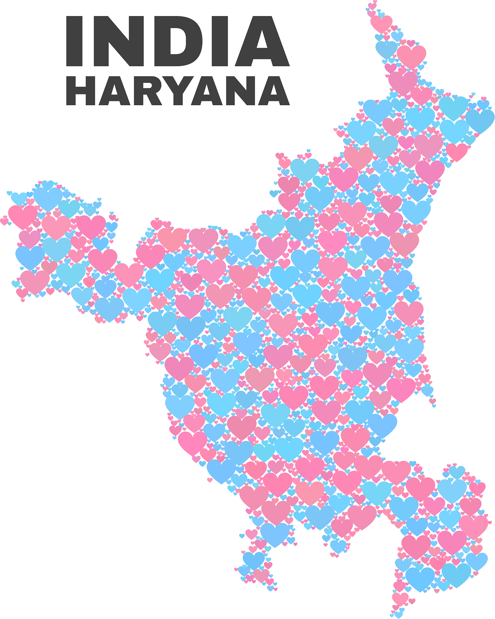 haryana state map - mosaic of love hearts