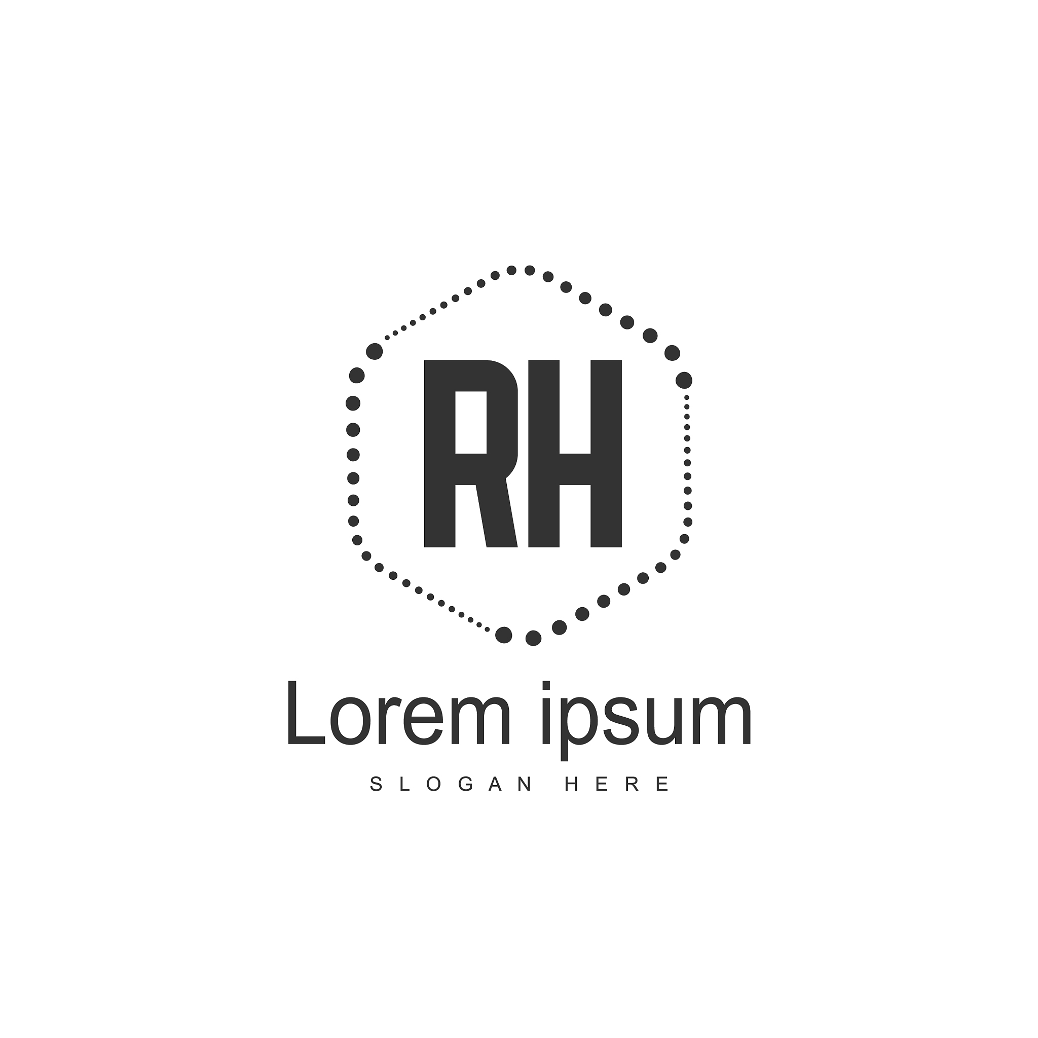 rh logo template design initial letter logo design