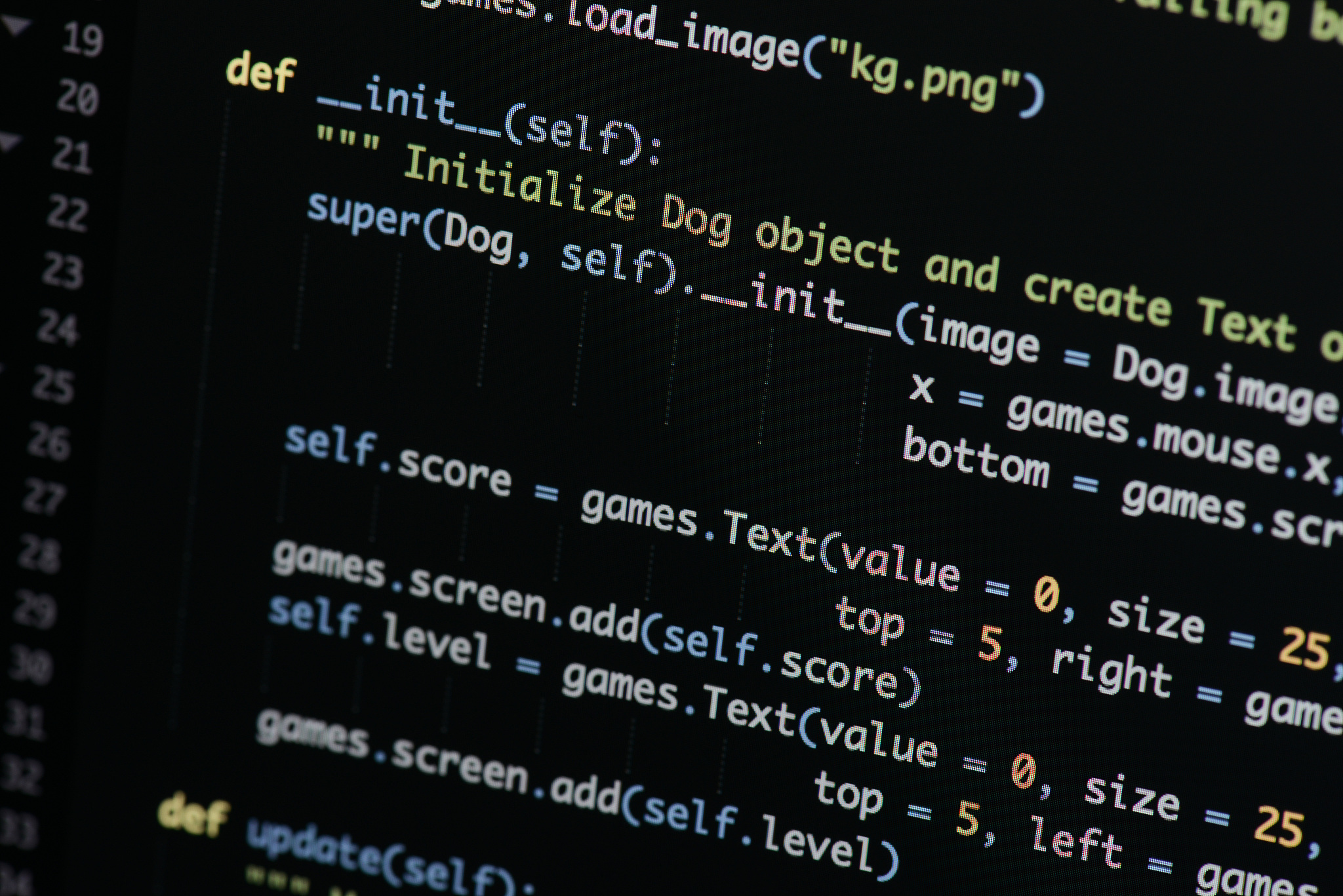 real python code developing screen. programing workflow abstract