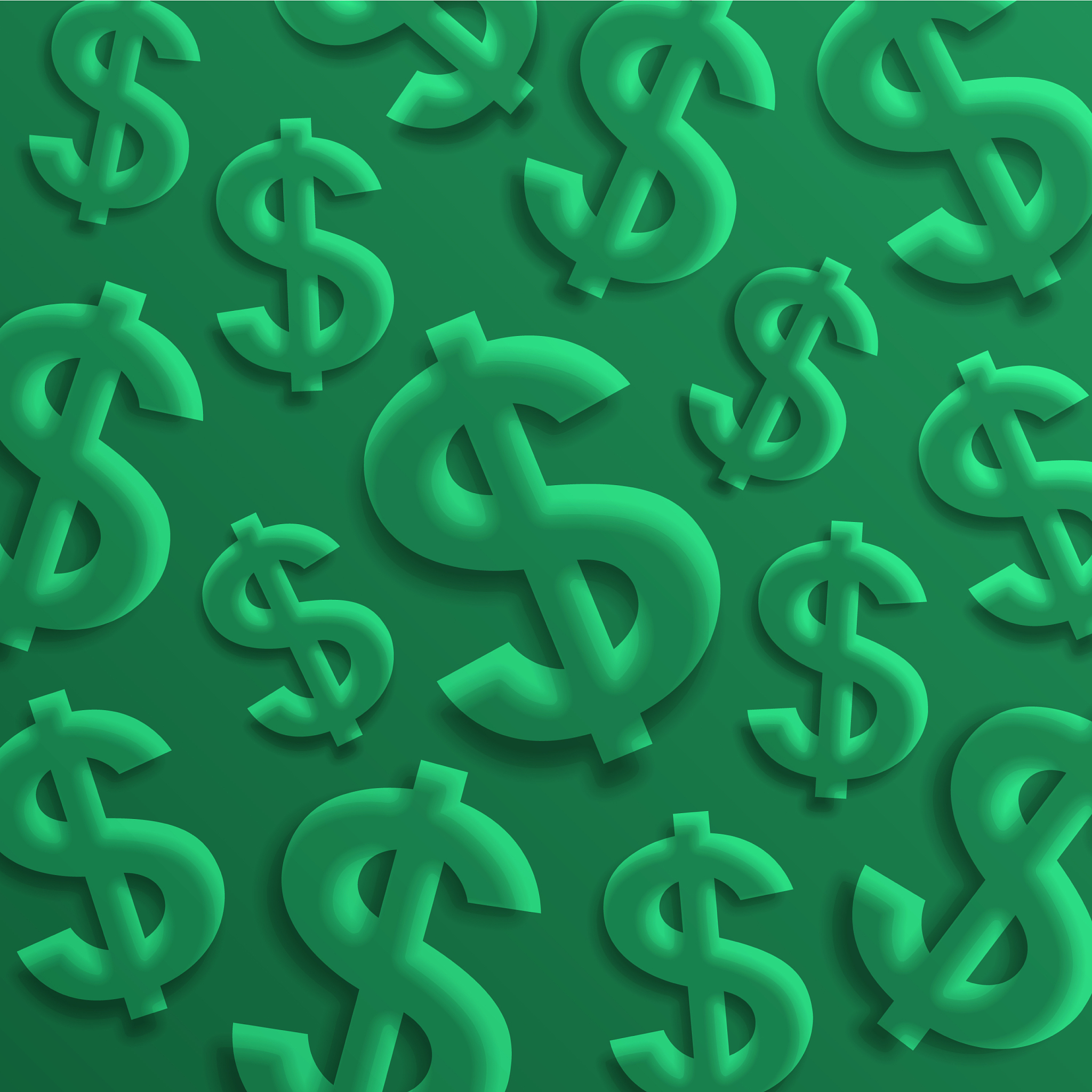 usa currency symbols on green background