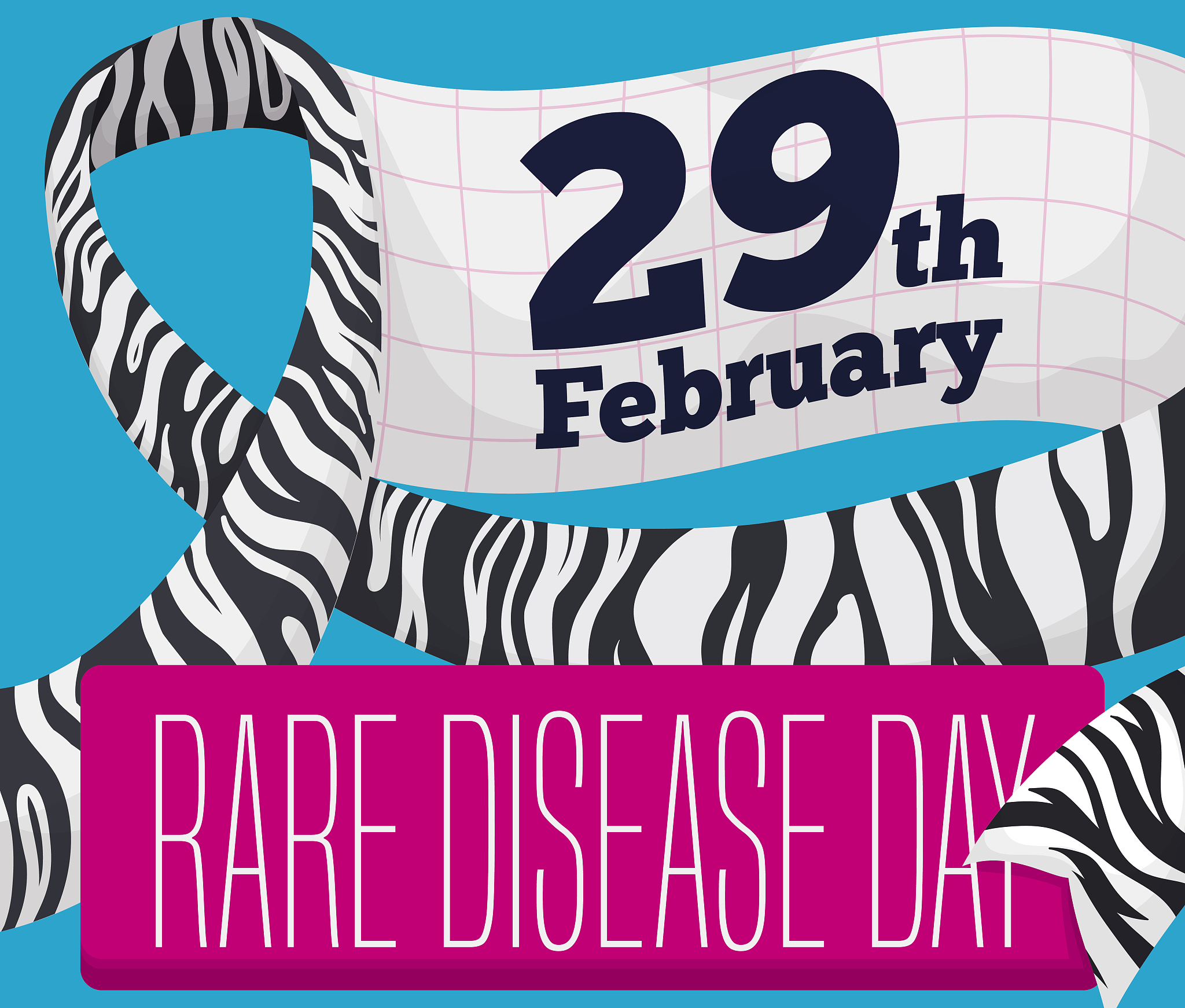 zebra ribbon with reminder to celebrate rare disease day