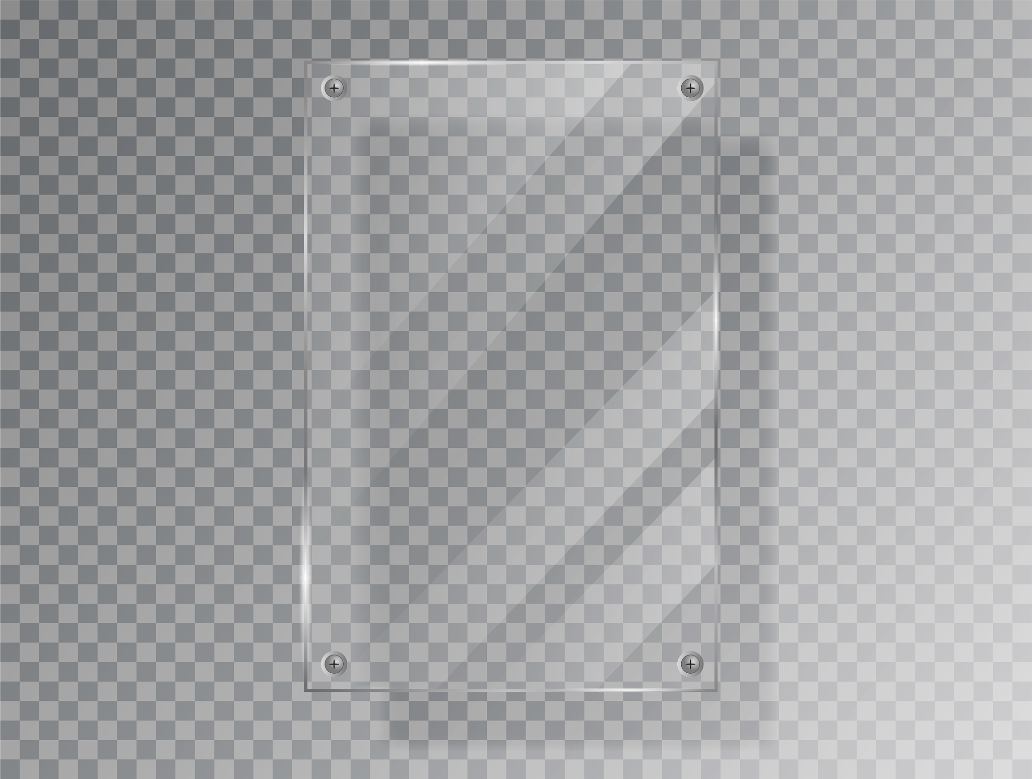 realistic glass plate of rectangular shape on transparent backgr