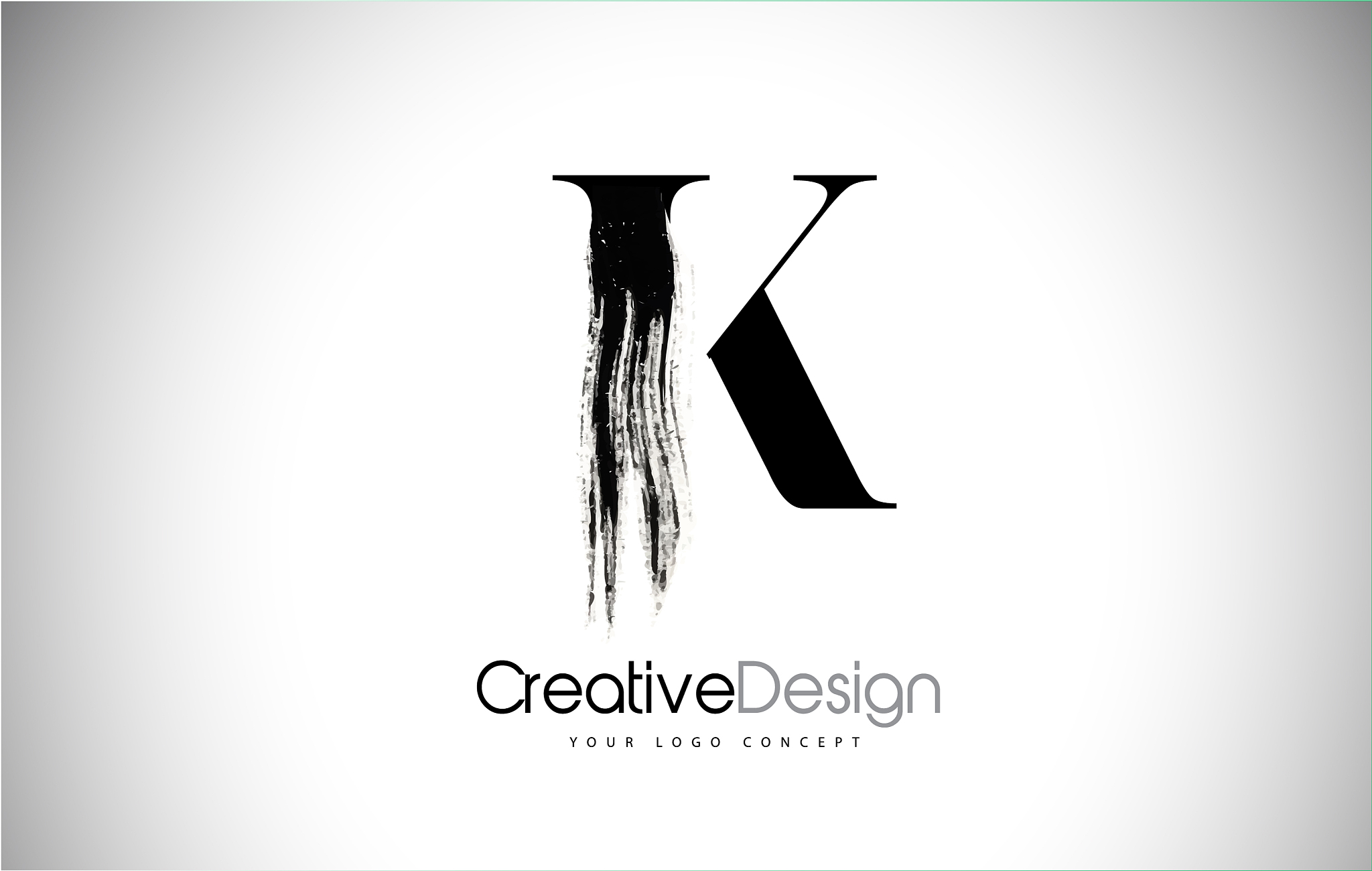 k brush stroke letter logo design black paint