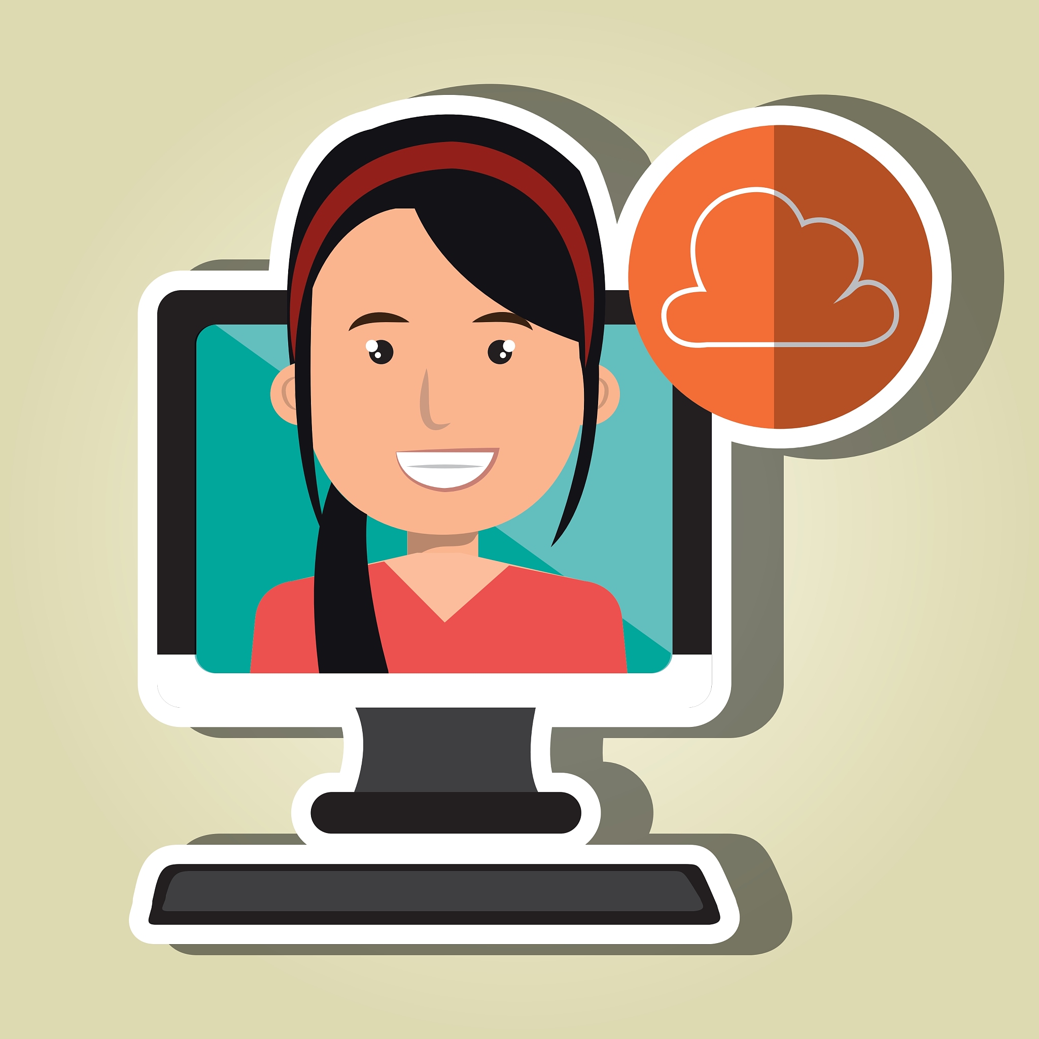 social marketing user desktop computer isolated