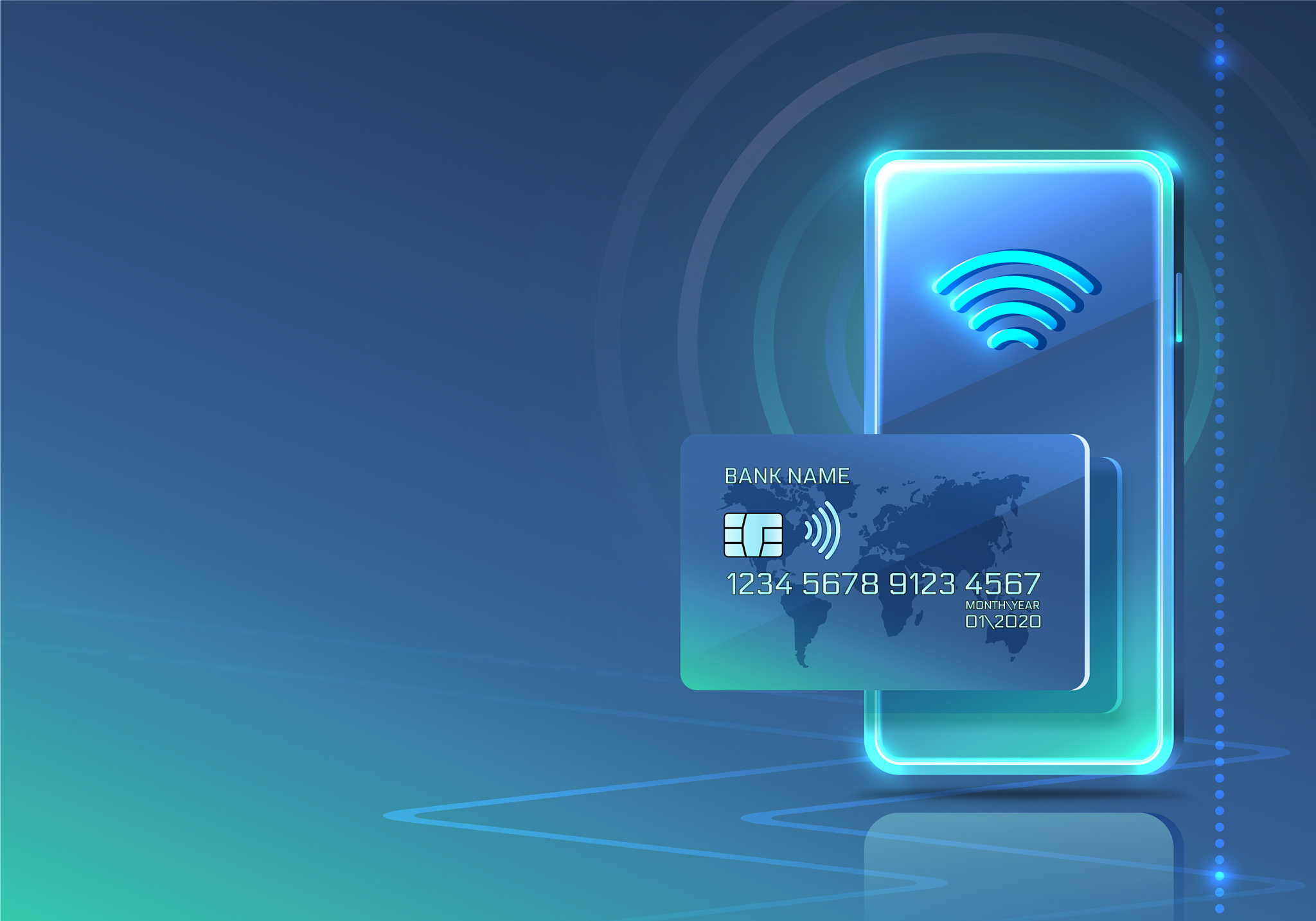 electronic credit card and phone icon finance