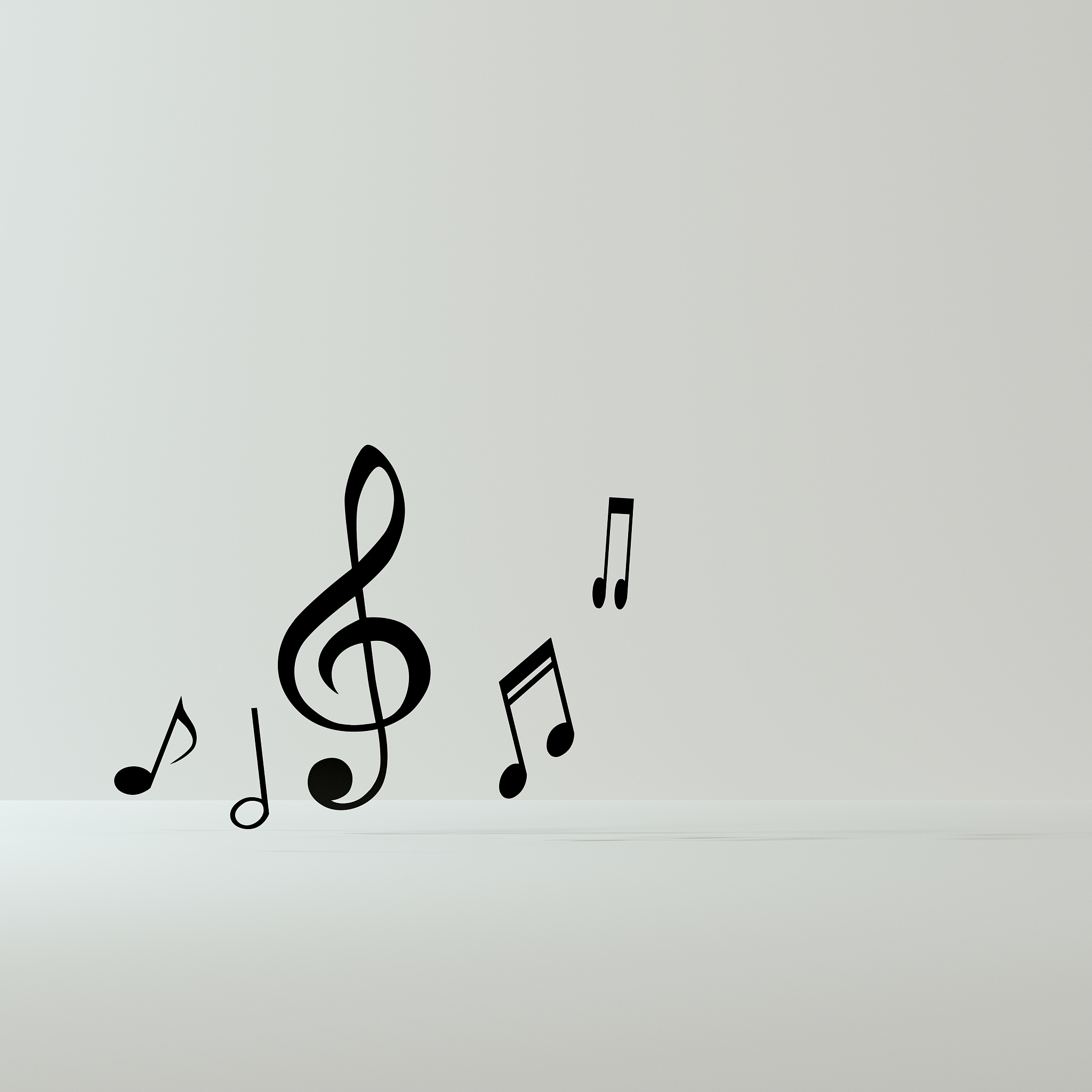 black music notes with white background, <strong>3</strong>d rendering.