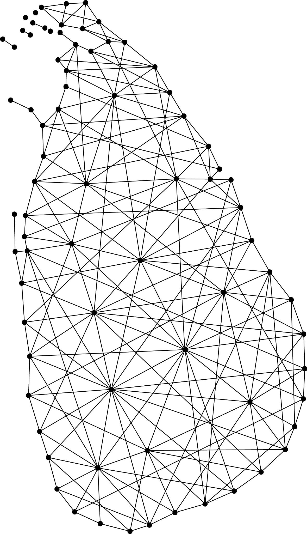map of sri lanka from polygonal black lines